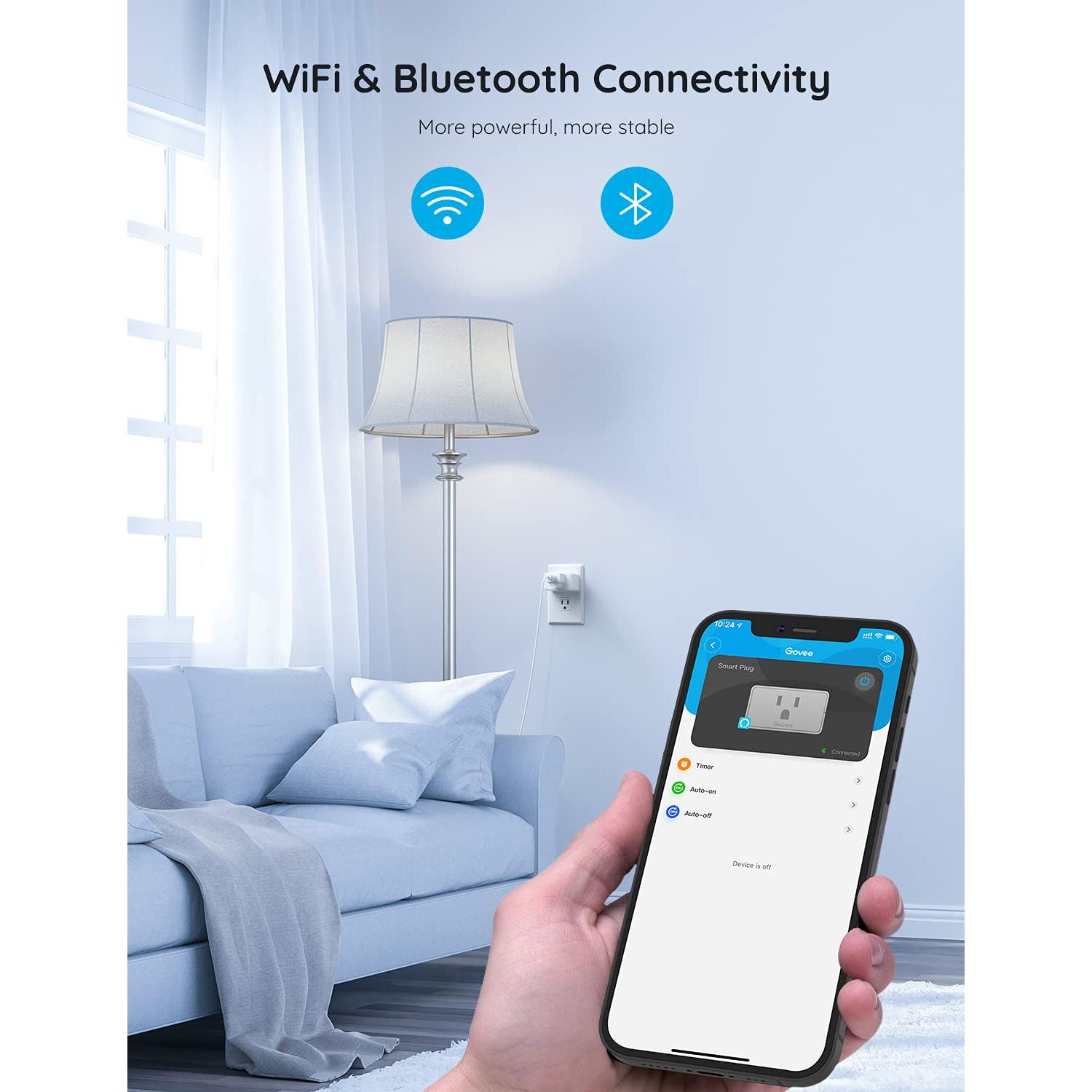 Enchufe Inteligente Govee H5080 15A WiFi Bluetooth Control Voz