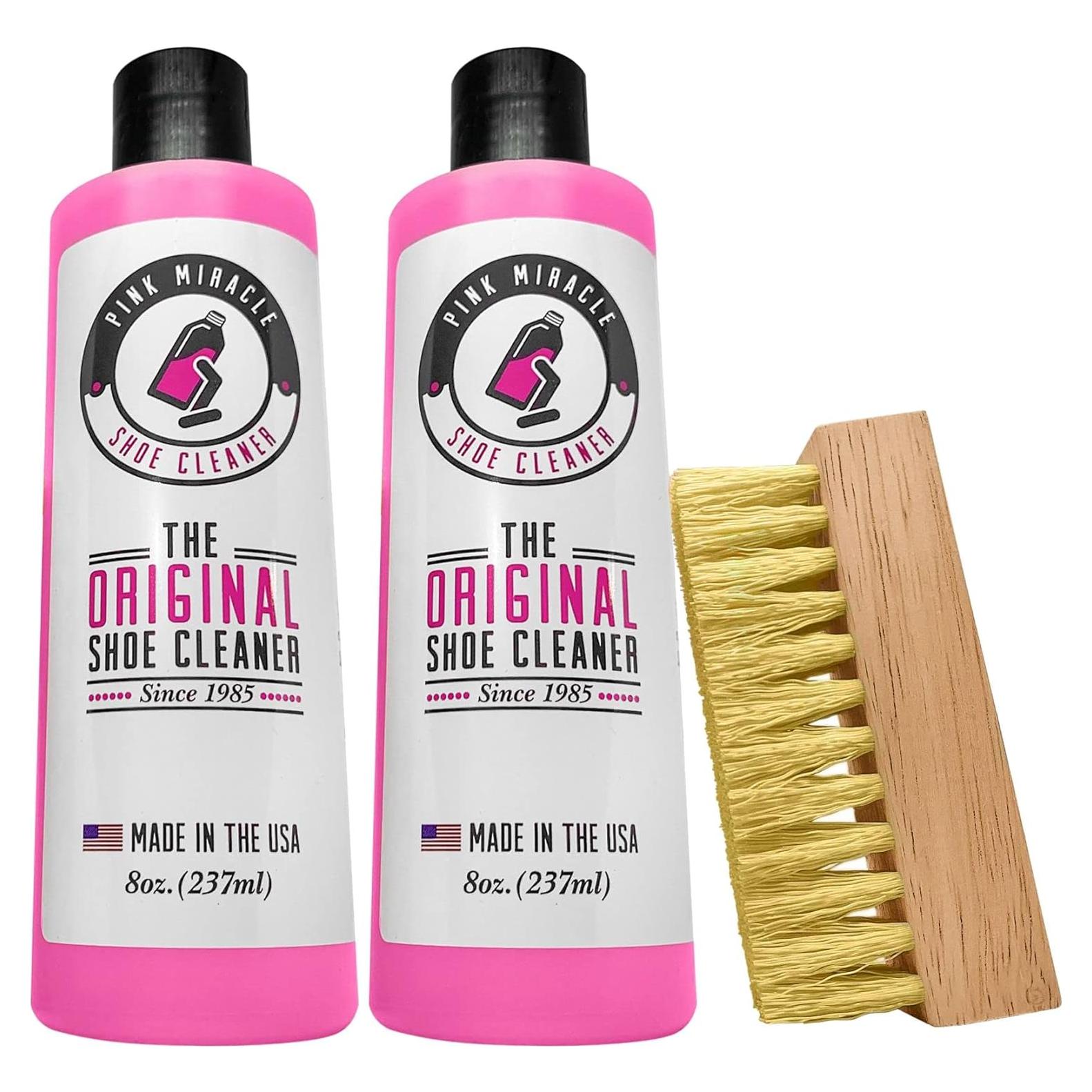 Kit Limpiador de Zapatos Pink Miracle 16 Oz - 2 Botellas y Cepillo
