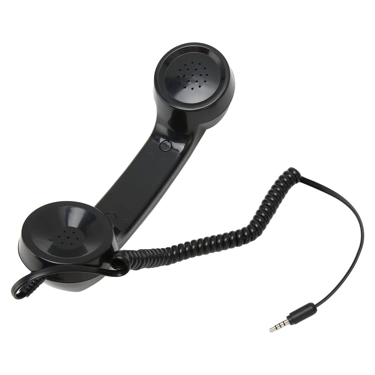 Retro Phone Handset, Handheld Cell Phone Receiver Radiation Proof Operation for Computers (Black)