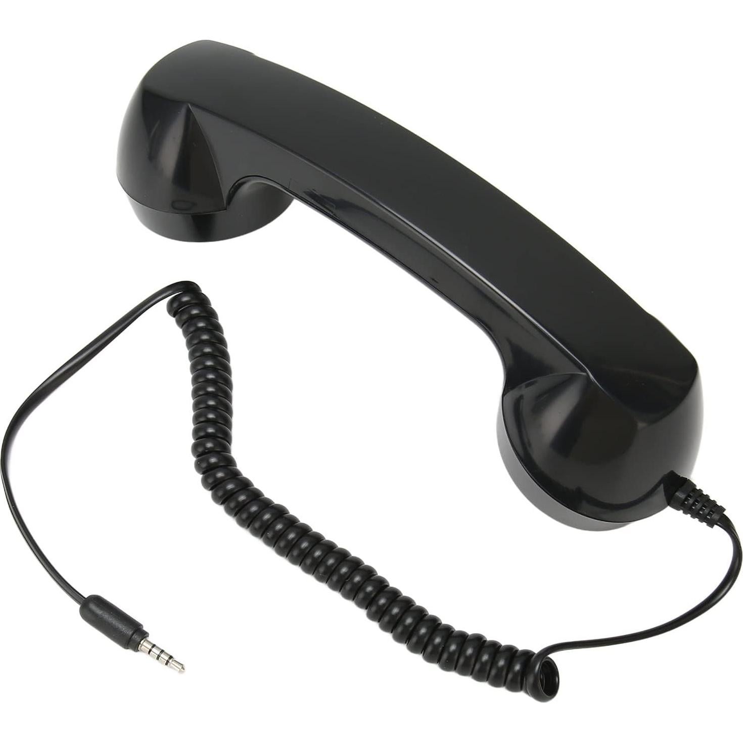 Retro Phone Handset, Handheld Cell Phone Receiver Radiation Proof Operation for Computers (Black)