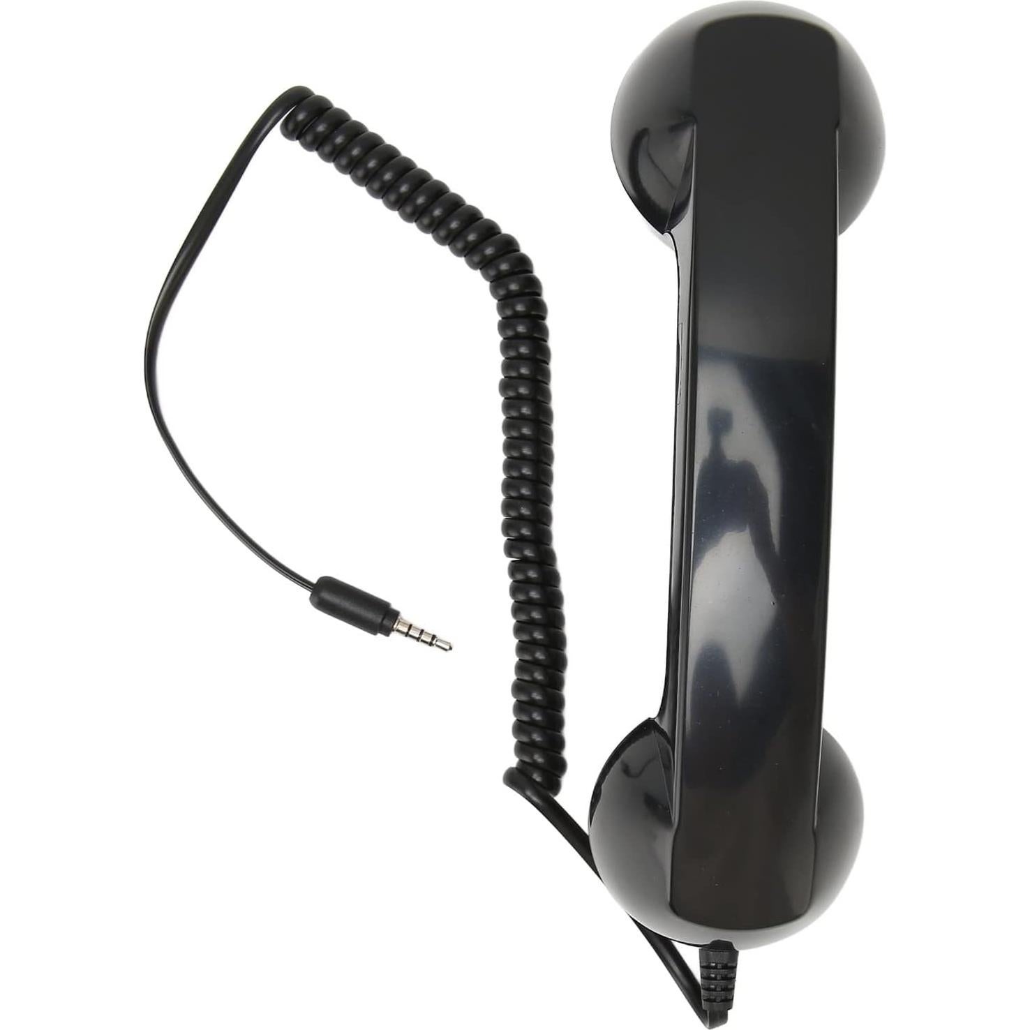 Retro Phone Handset, Handheld Cell Phone Receiver Radiation Proof Operation for Computers (Black)