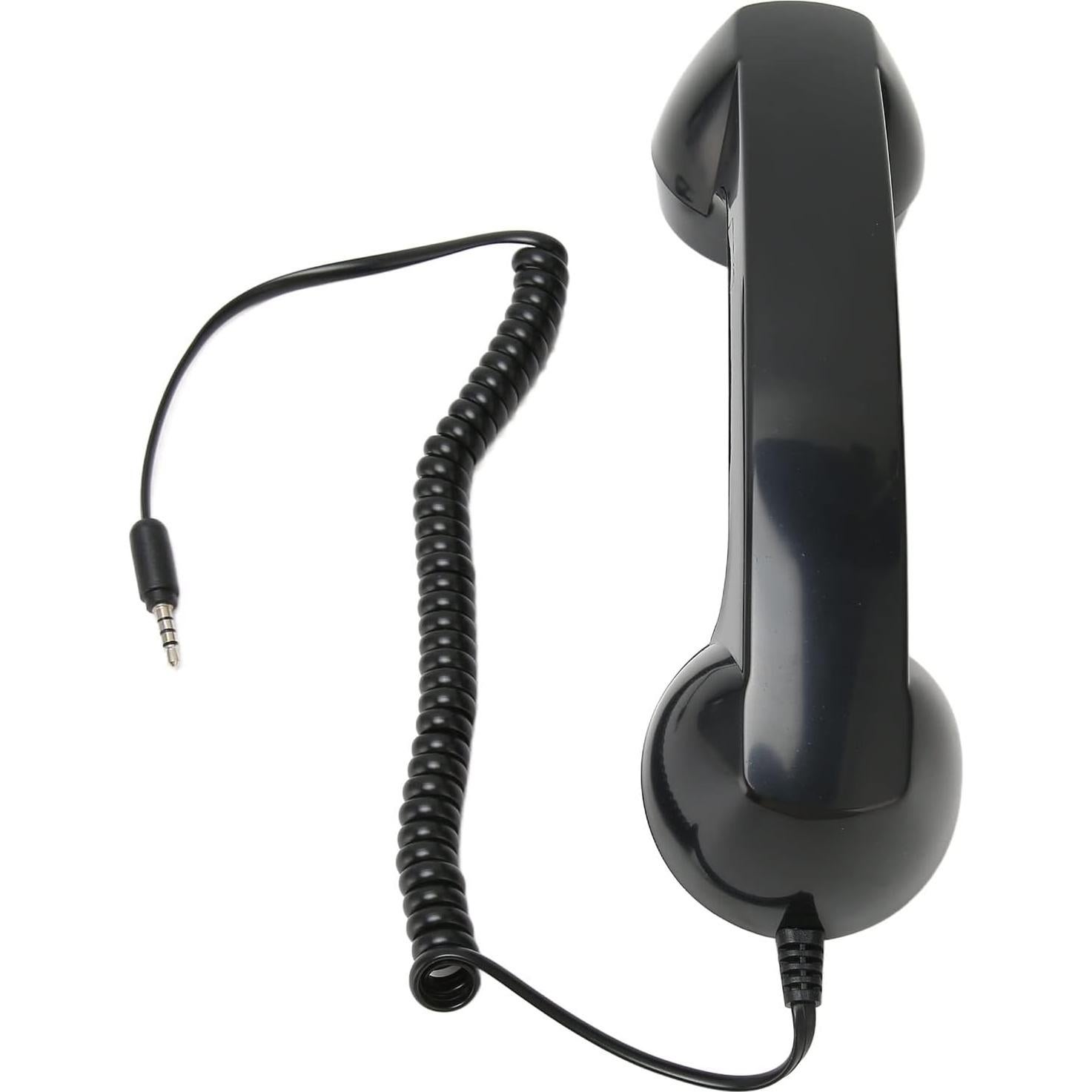 Retro Phone Handset, Handheld Cell Phone Receiver Radiation Proof Operation for Computers (Black)