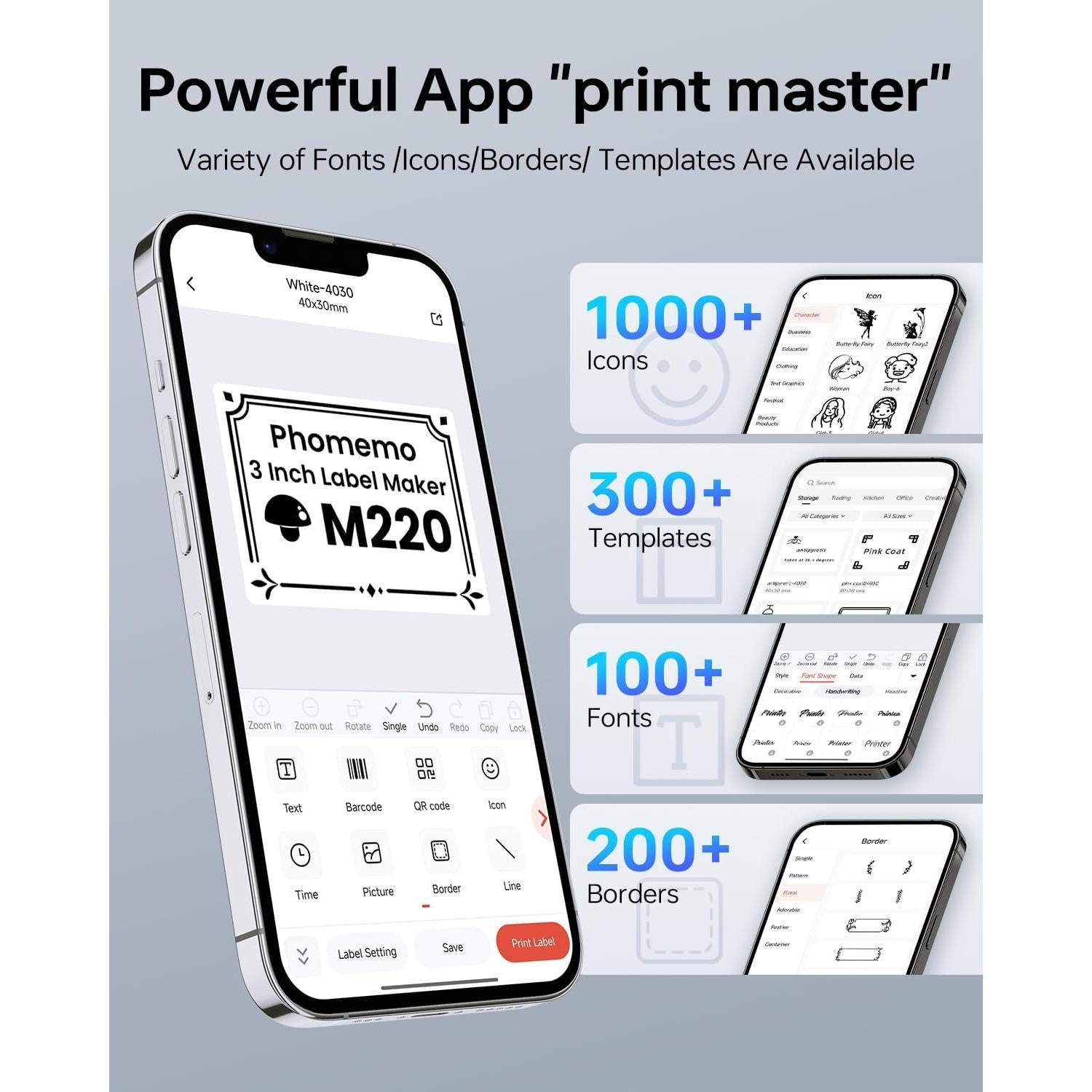 Impresora de Etiquetas Phomemo M220 Térmica Portátil 203 DPI