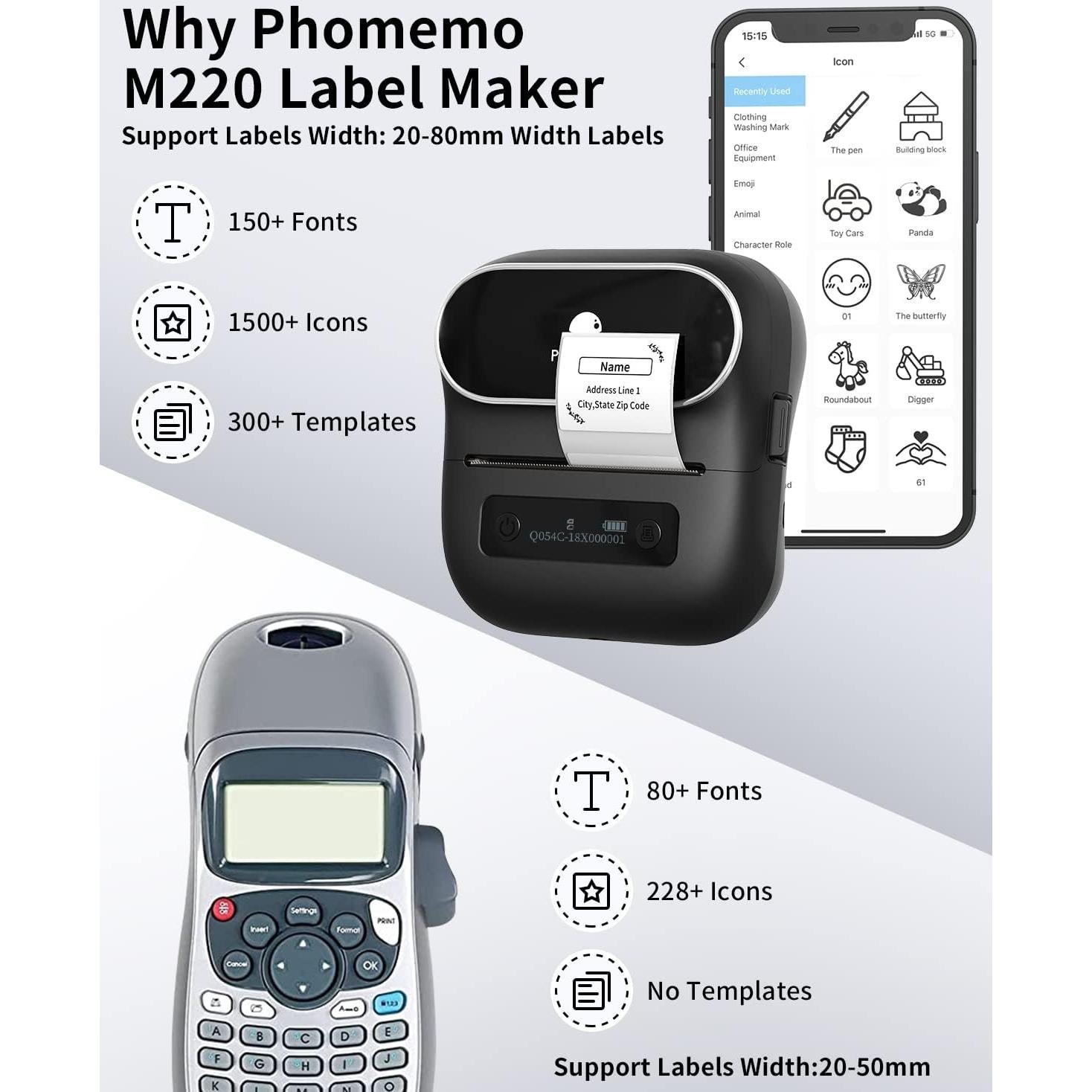 Impresora de Etiquetas Phomemo M220 Térmica Portátil 203 DPI