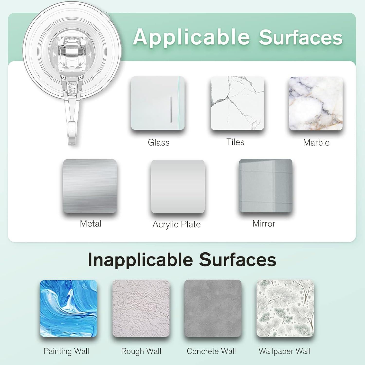 Gancho de Ventosa Grande VIS'V para Corona, 10 kg, 2 Pcs