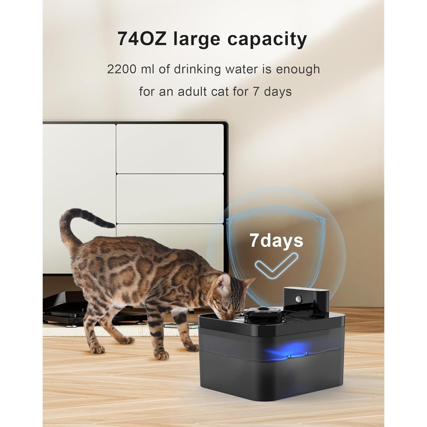 Fuente de Agua Inalámbrica OYES 2.2L para Gatos con Sensor