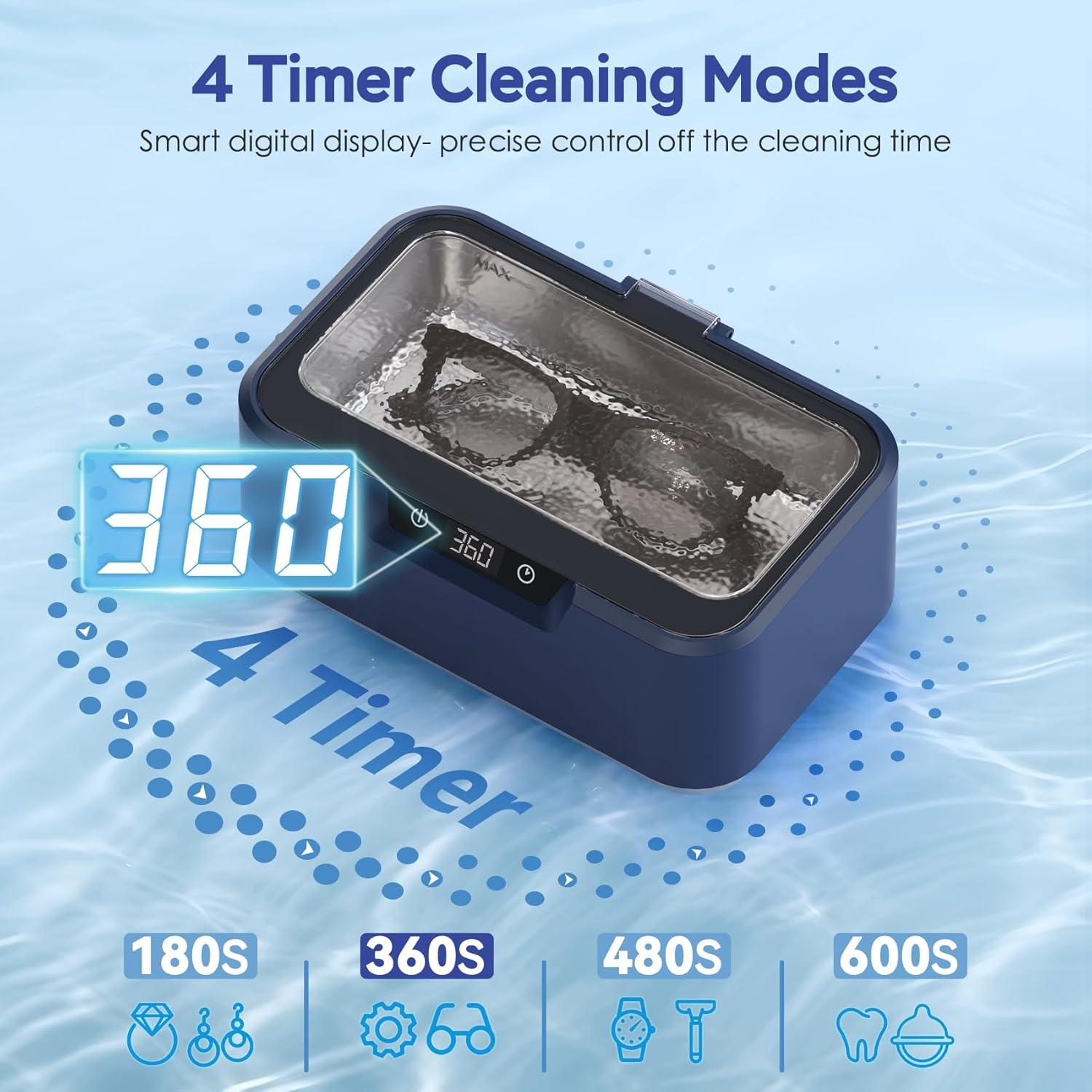 Limpiadora Ultrasónica de Joyas Klivvio 400ml 48kHz 24W