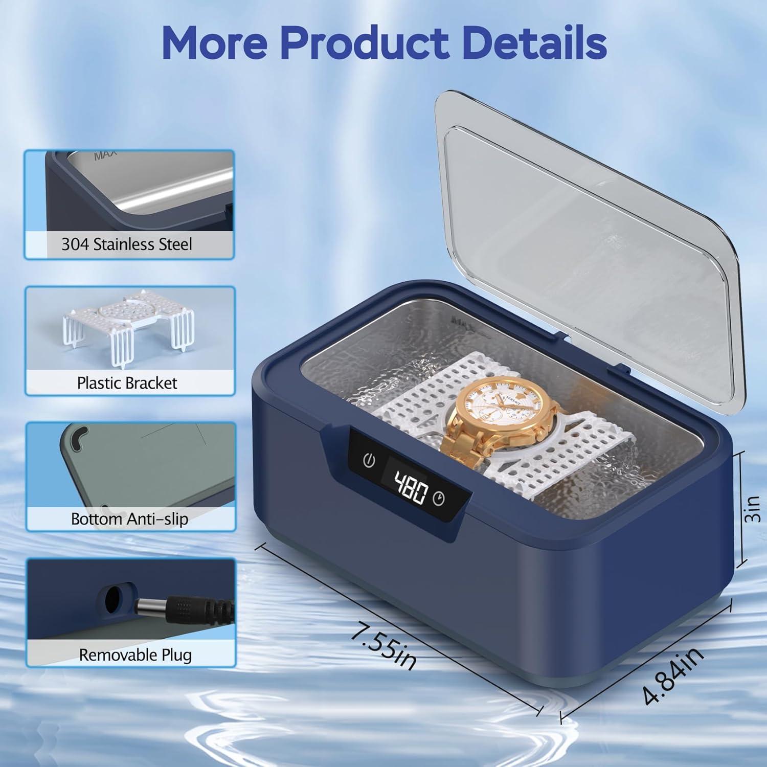 Limpiadora Ultrasónica de Joyas Klivvio 400ml 48kHz 24W