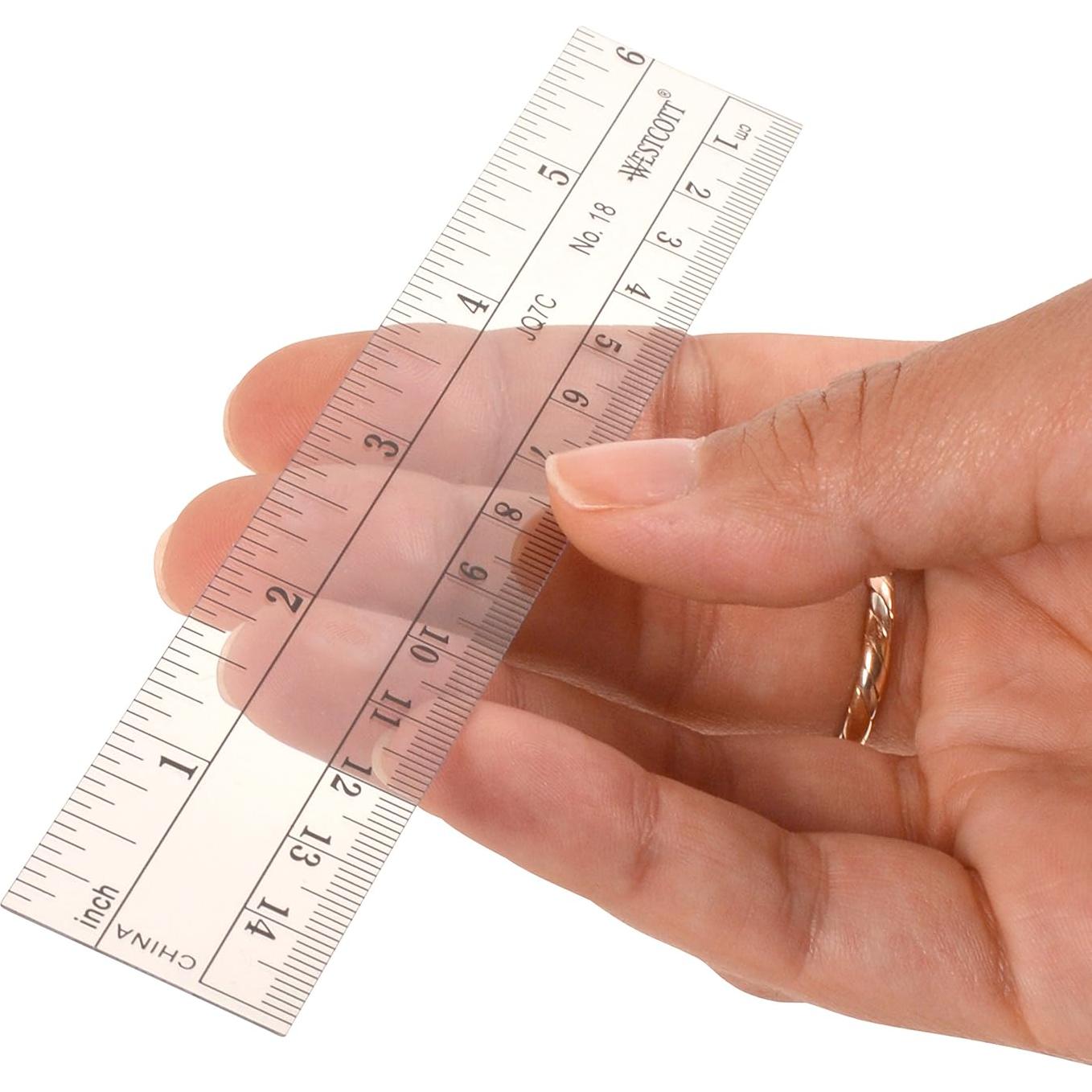 Regla Flexible Métrica Westcott 15 cm Transparente Paquete de 3