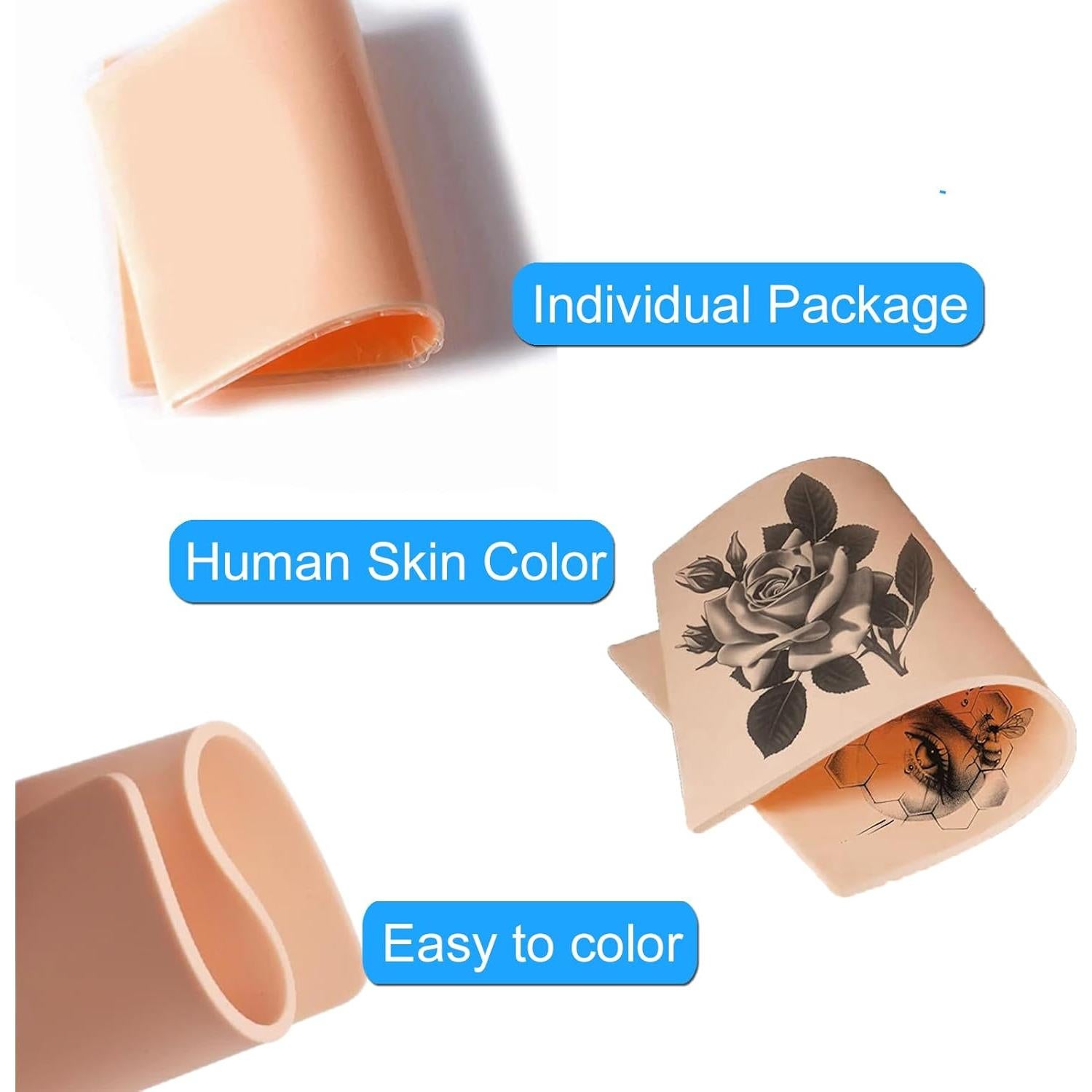 Piel Falsa de Tatuaje MIUXIA 10pcs 18.8x14.2cm 3mm Rosa