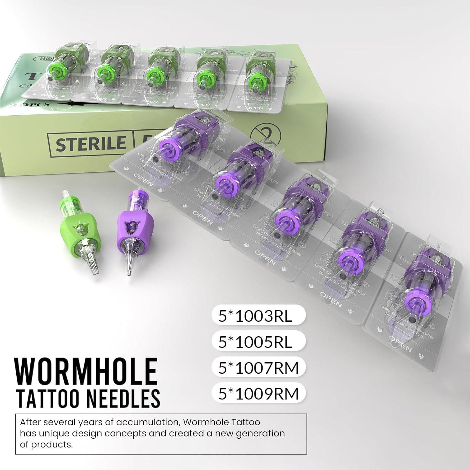 Agujas de Cartucho de Tatuaje Wormhole 20pcs Mixtas 3RL 5RL 5RM 7RM