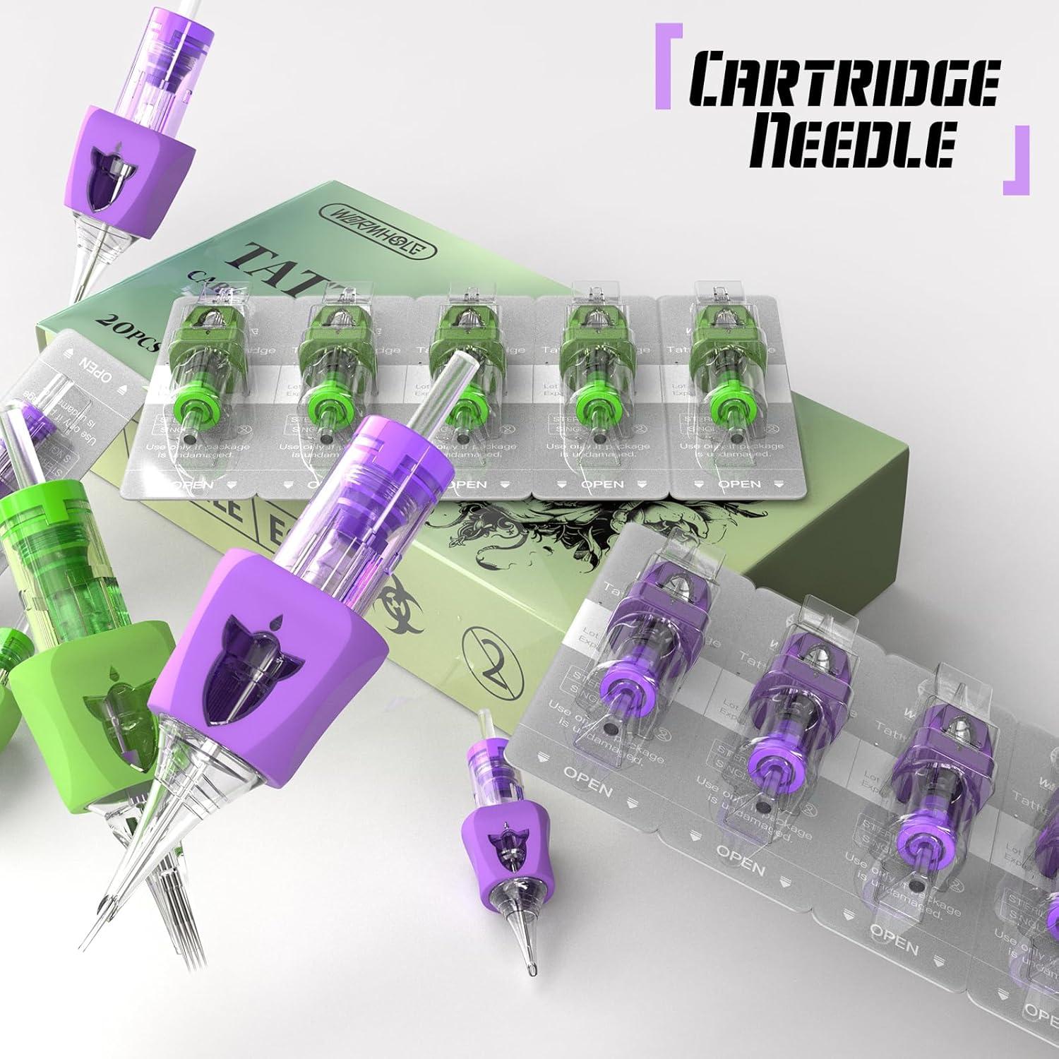 Agujas de Cartucho de Tatuaje Wormhole 20pcs Mixtas 3RL 5RL 5RM 7RM