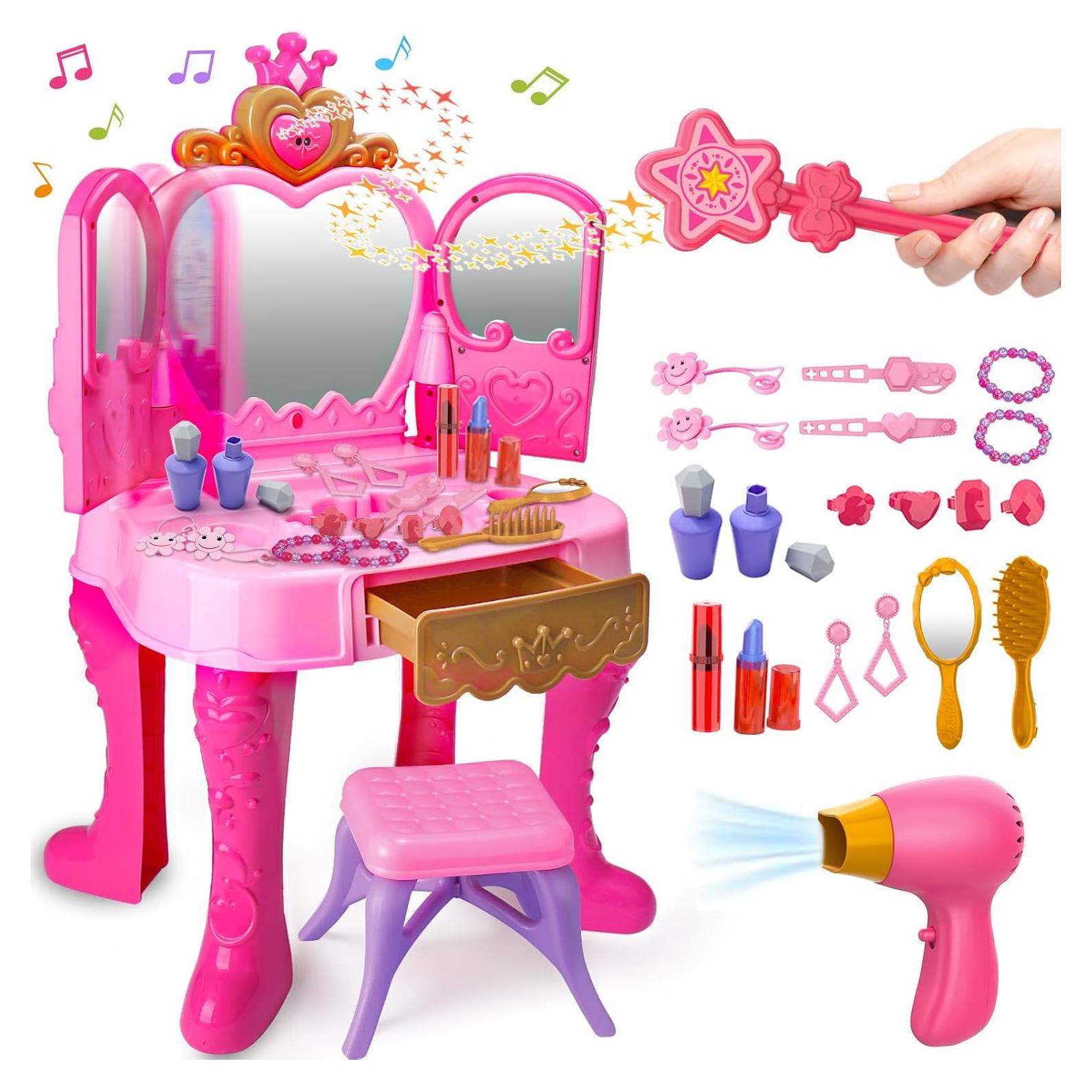 Conjunto de Maquillaje Rosa AugToy con Espejo y Música 2-5 Años