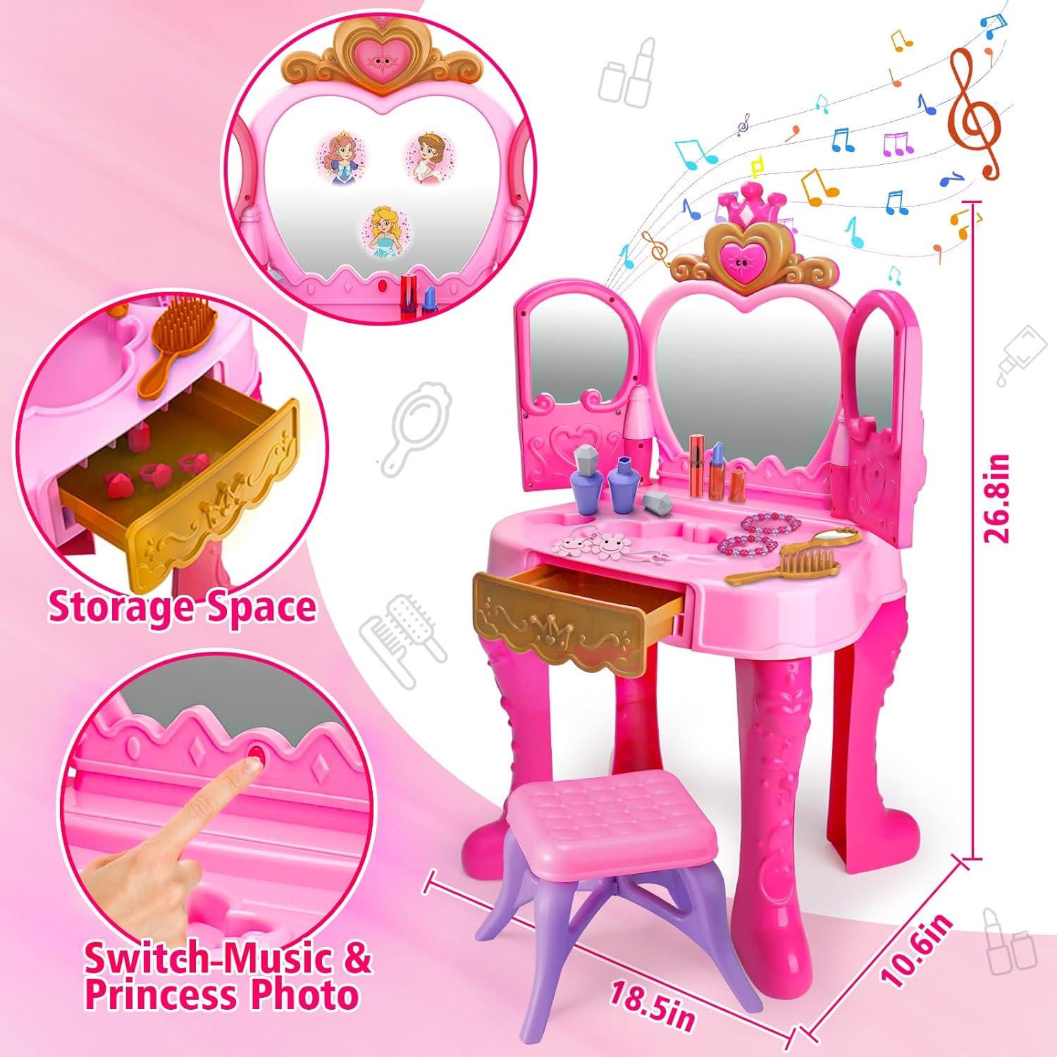 Conjunto de Maquillaje Rosa AugToy con Espejo y Música 2-5 Años