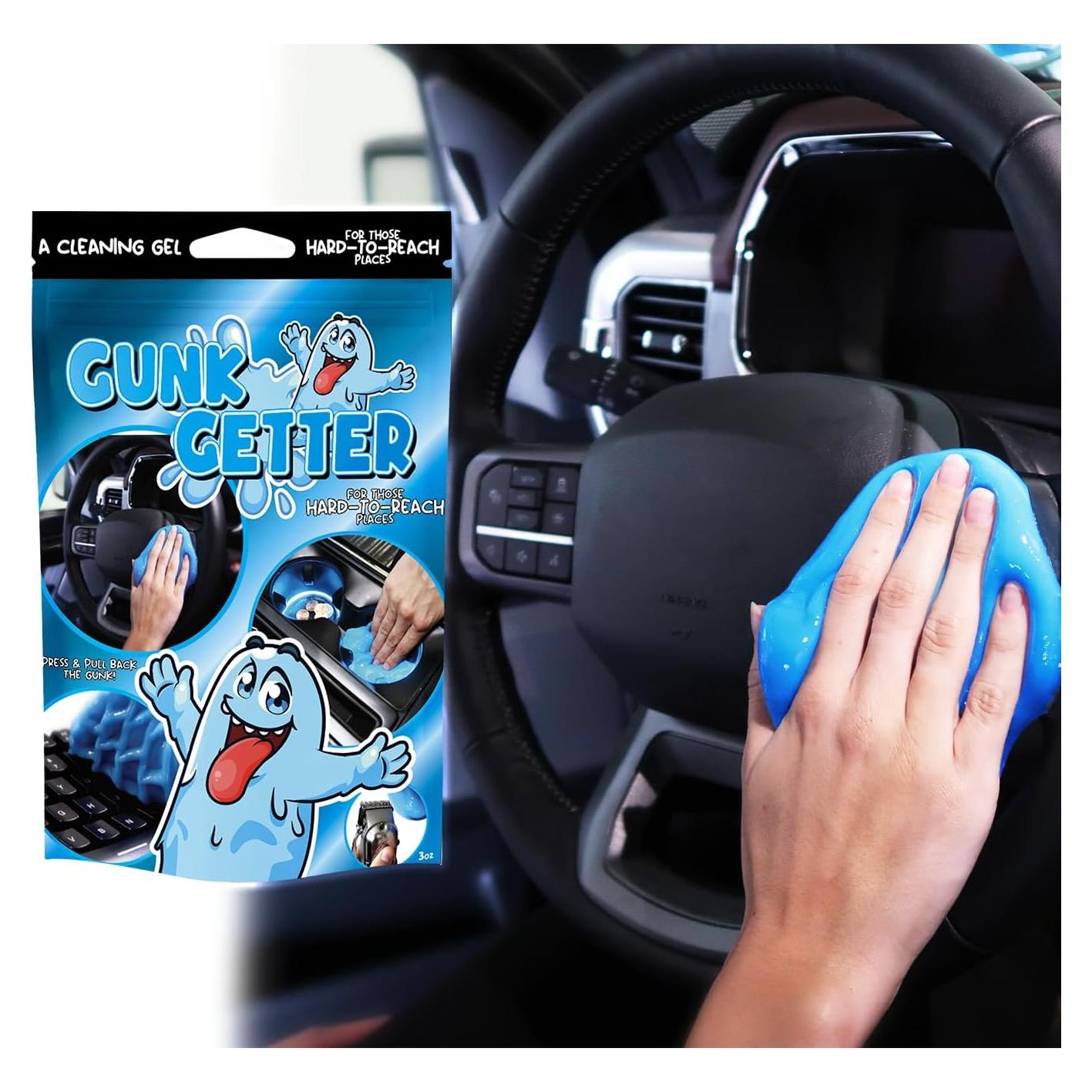 PeerBasics Gunk Getter, Cleaning Gel for Those Hard to Reach Places, Automotive Cup Holder Electronic Keyboard Office, Slime Gel Cleaner Dust Crumb Removal (Resealable Pouch, Blue, 3oz)