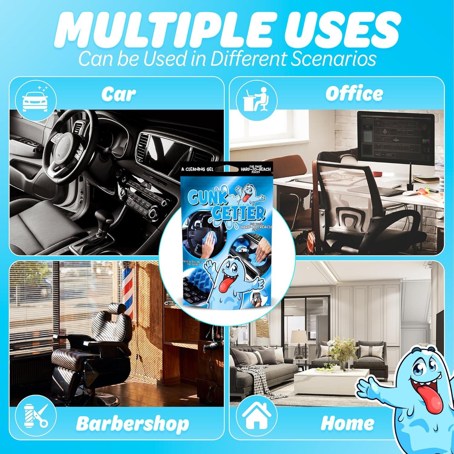 PeerBasics Gunk Getter, Cleaning Gel for Those Hard to Reach Places, Automotive Cup Holder Electronic Keyboard Office, Slime Gel Cleaner Dust Crumb Removal (Resealable Pouch, Blue, 3oz)