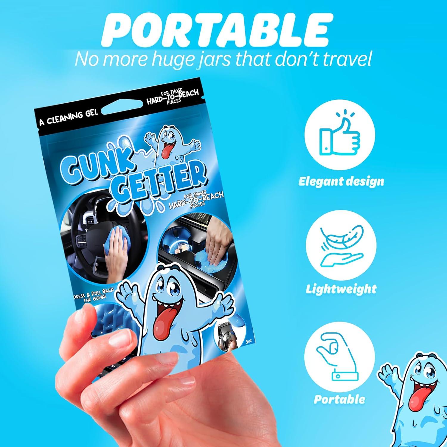 PeerBasics Gunk Getter, Cleaning Gel for Those Hard to Reach Places, Automotive Cup Holder Electronic Keyboard Office, Slime Gel Cleaner Dust Crumb Removal (Resealable Pouch, Blue, 3oz)