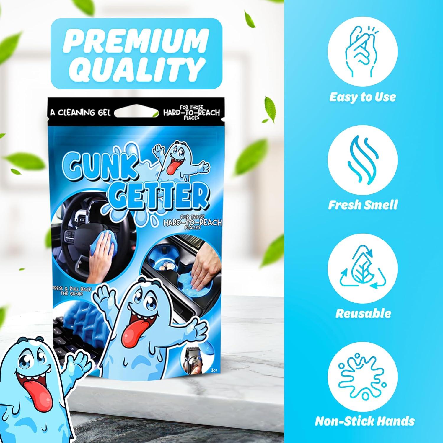 PeerBasics Gunk Getter, Cleaning Gel for Those Hard to Reach Places, Automotive Cup Holder Electronic Keyboard Office, Slime Gel Cleaner Dust Crumb Removal (Resealable Pouch, Blue, 3oz)