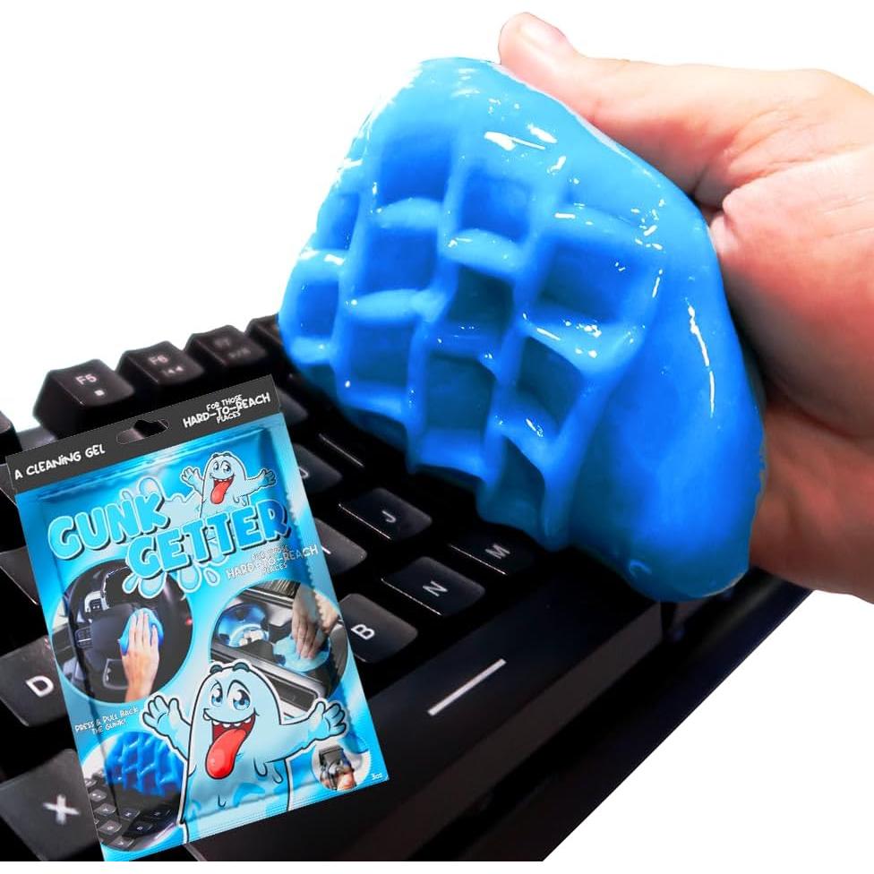 PeerBasics Gunk Getter, Cleaning Gel for Those Hard to Reach Places, Automotive Cup Holder Electronic Keyboard Office, Slime Gel Cleaner Dust Crumb Removal (Resealable Pouch, Blue, 3oz)