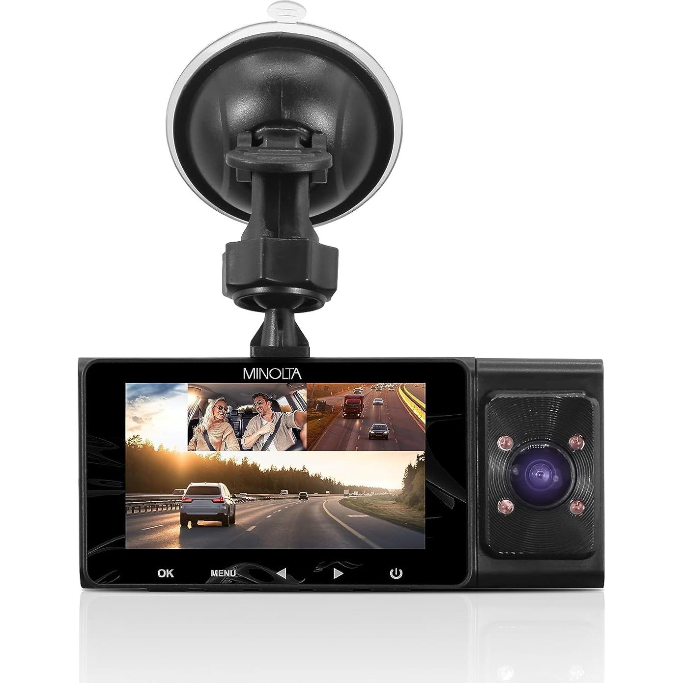 Cámara de tablero Minolta MNCD338T 3 canales 1080P con visión nocturna