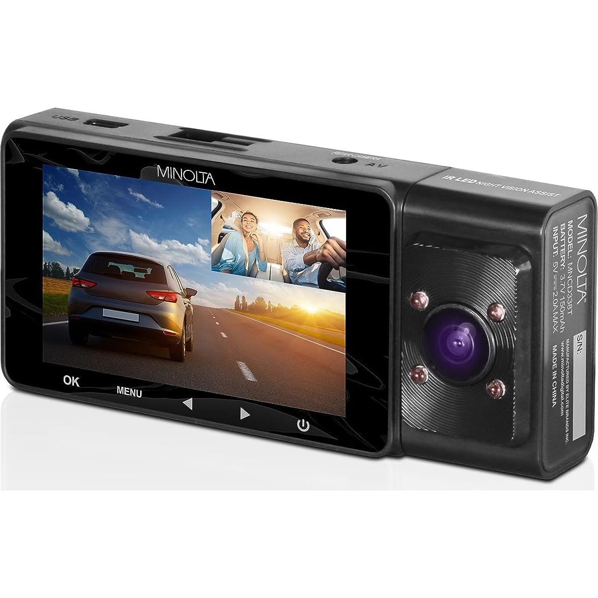 Cámara de tablero Minolta MNCD338T 3 canales 1080P con visión nocturna