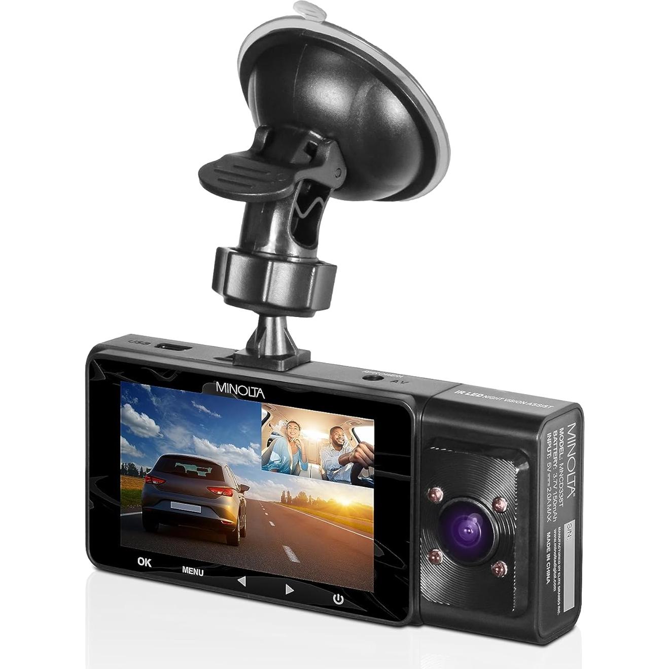 Cámara de tablero Minolta MNCD338T 3 canales 1080P con visión nocturna