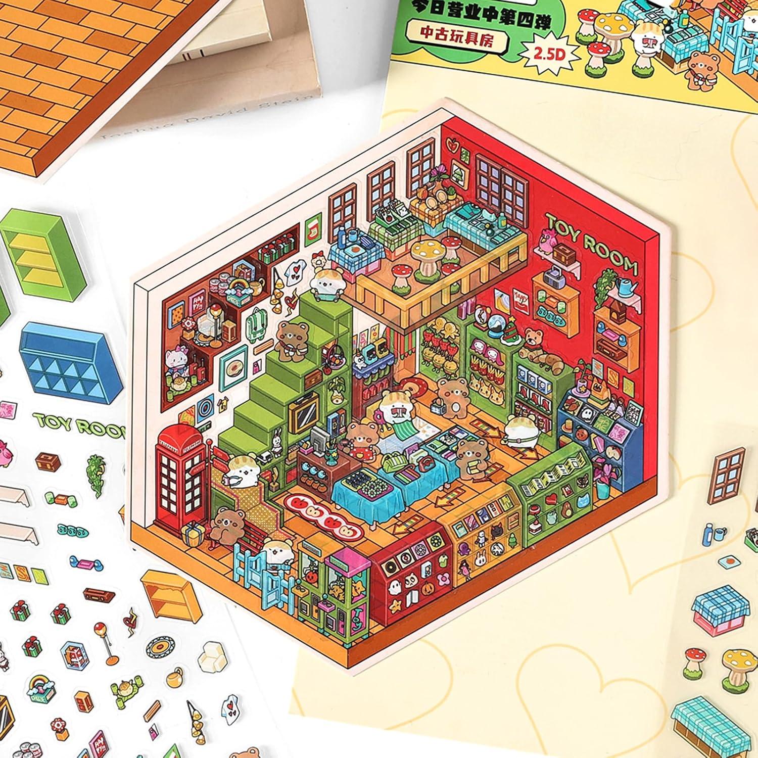 4 Sets Stickers 3D Mini Casa DIY BROVITI - Manualidades Creativas