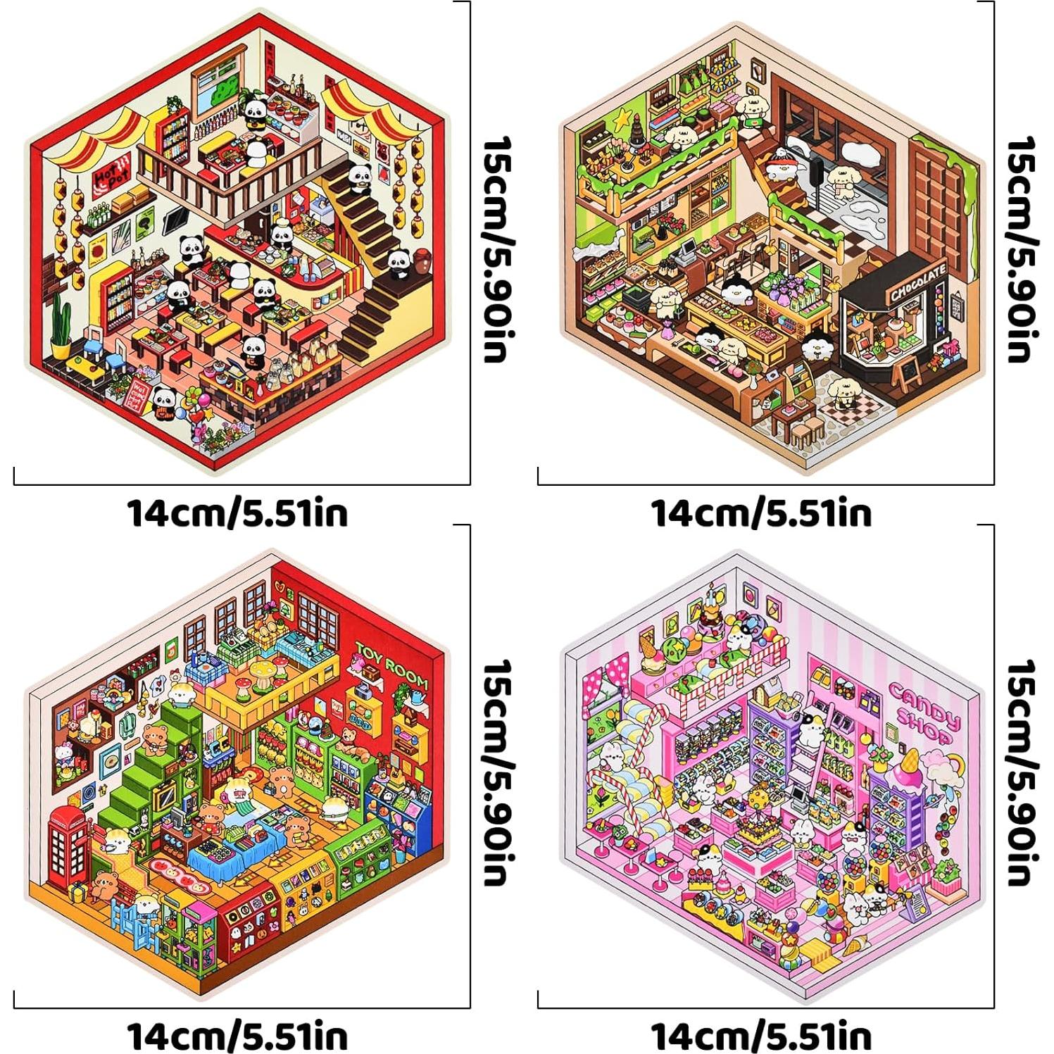 4 Sets Stickers 3D Mini Casa DIY BROVITI - Manualidades Creativas
