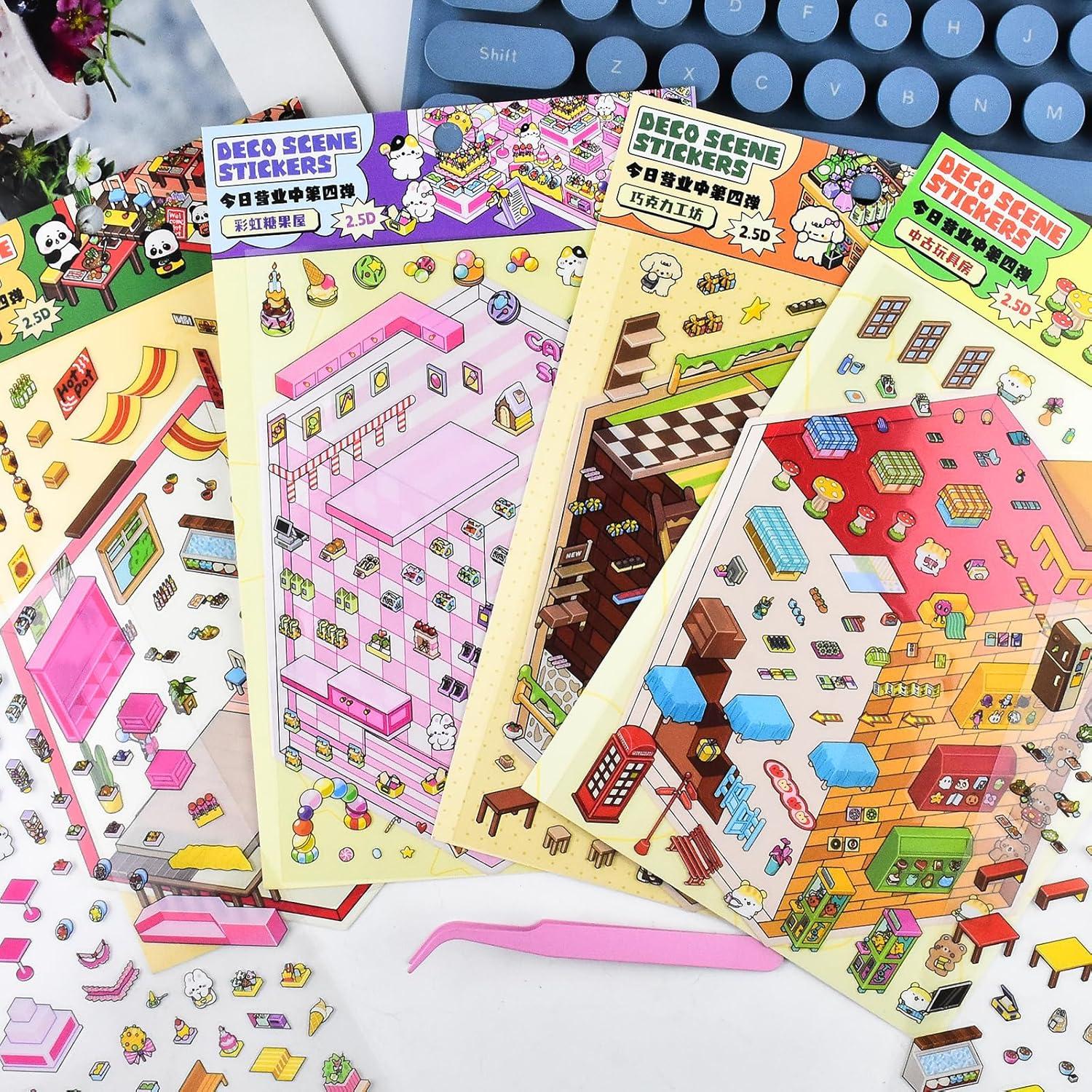 4 Sets Stickers 3D Mini Casa DIY BROVITI - Manualidades Creativas