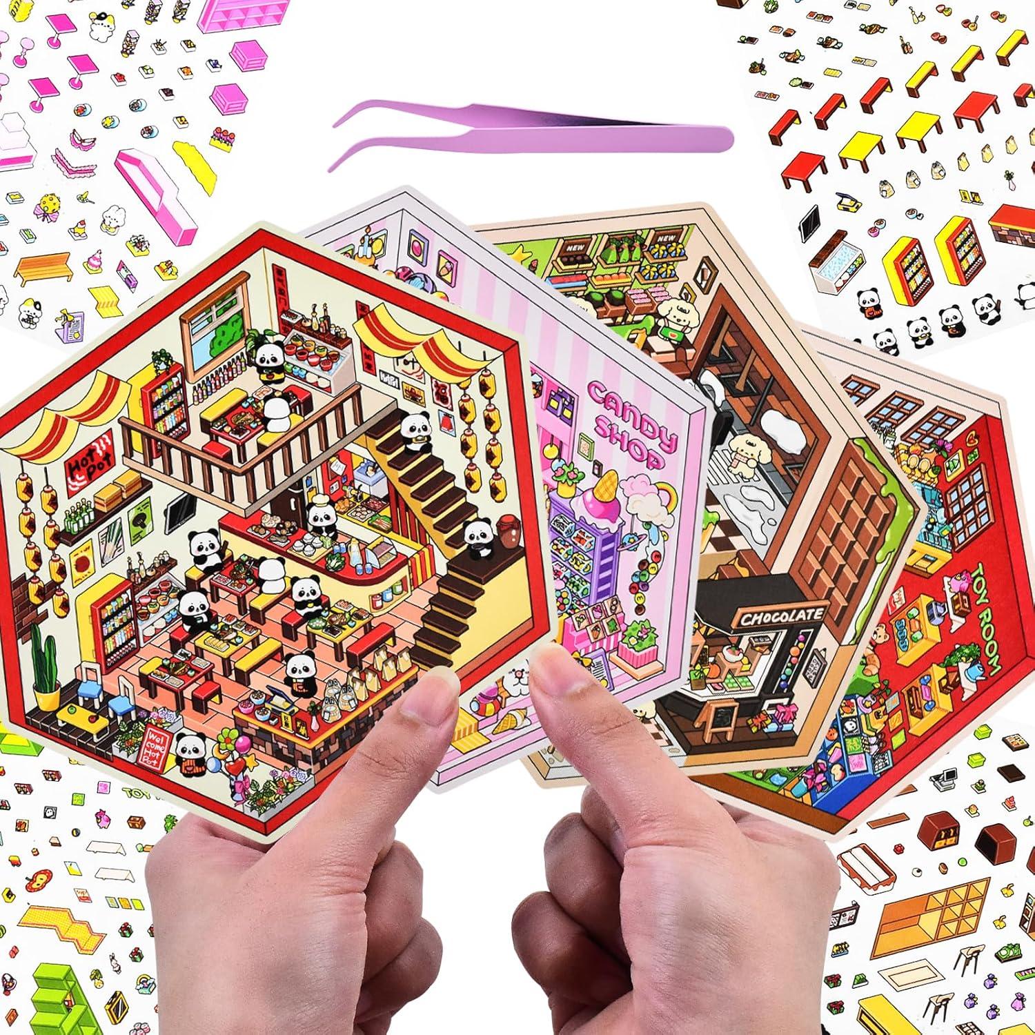 4 Sets Stickers 3D Mini Casa DIY BROVITI - Manualidades Creativas