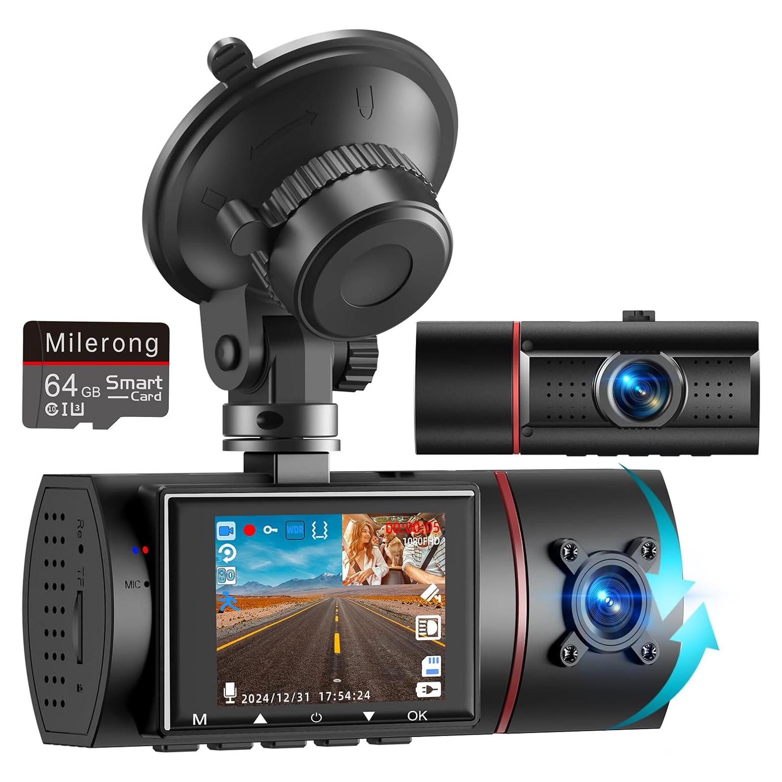 Cámara de Tablero Dual Milerong X25 1080P con Tarjeta 64GB