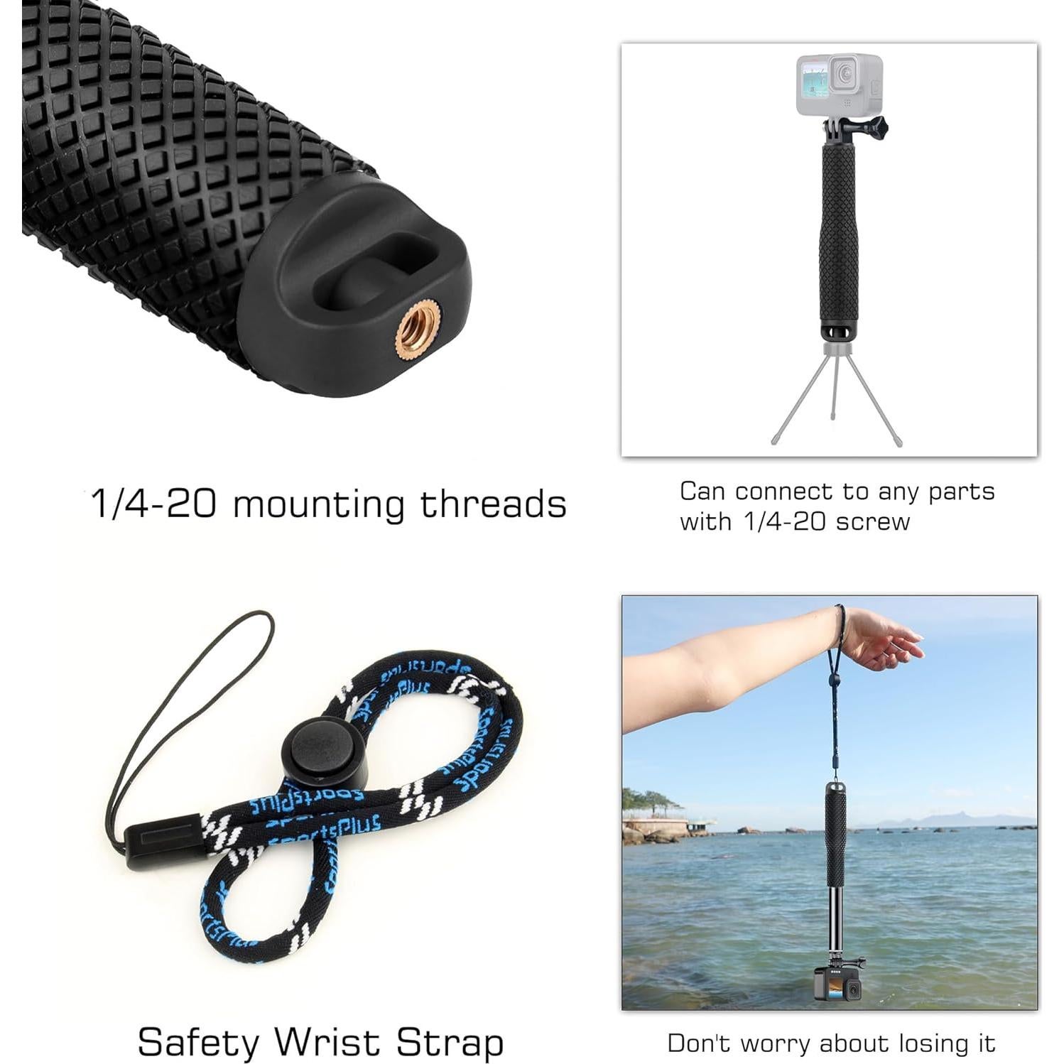 Palo de Selfie Impermeable GEPULY 58 cm Ajustable para GoPro