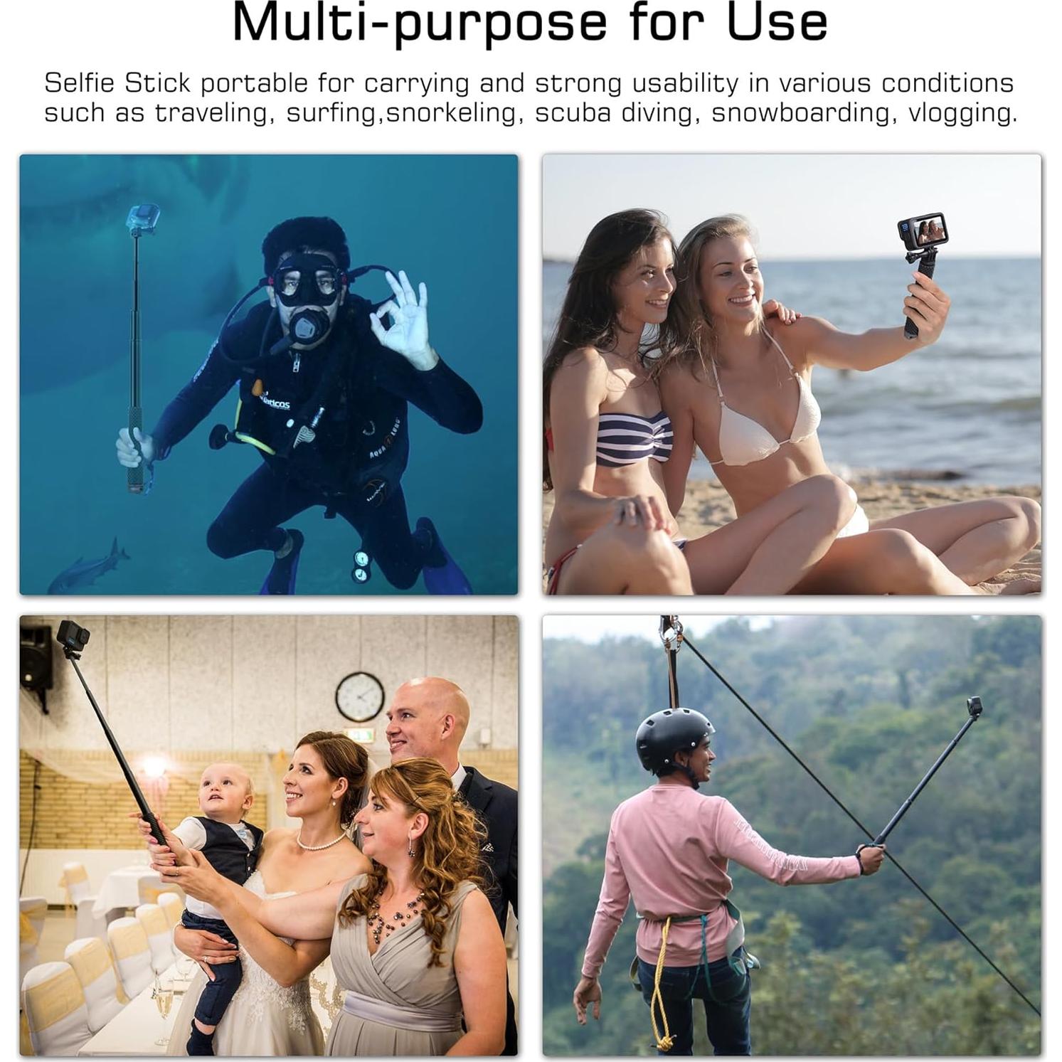 Palo de Selfie Impermeable GEPULY 58 cm Ajustable para GoPro