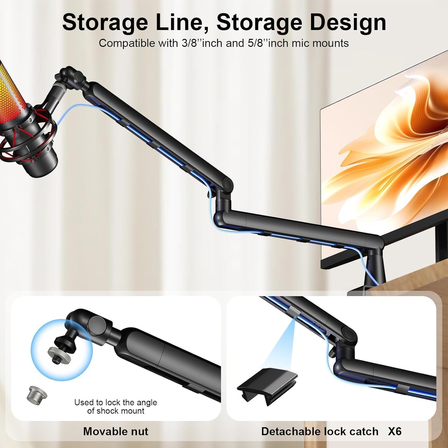 Brazo de Micrófono Aokeo AK-55 Ajustable Negro para Escritorio