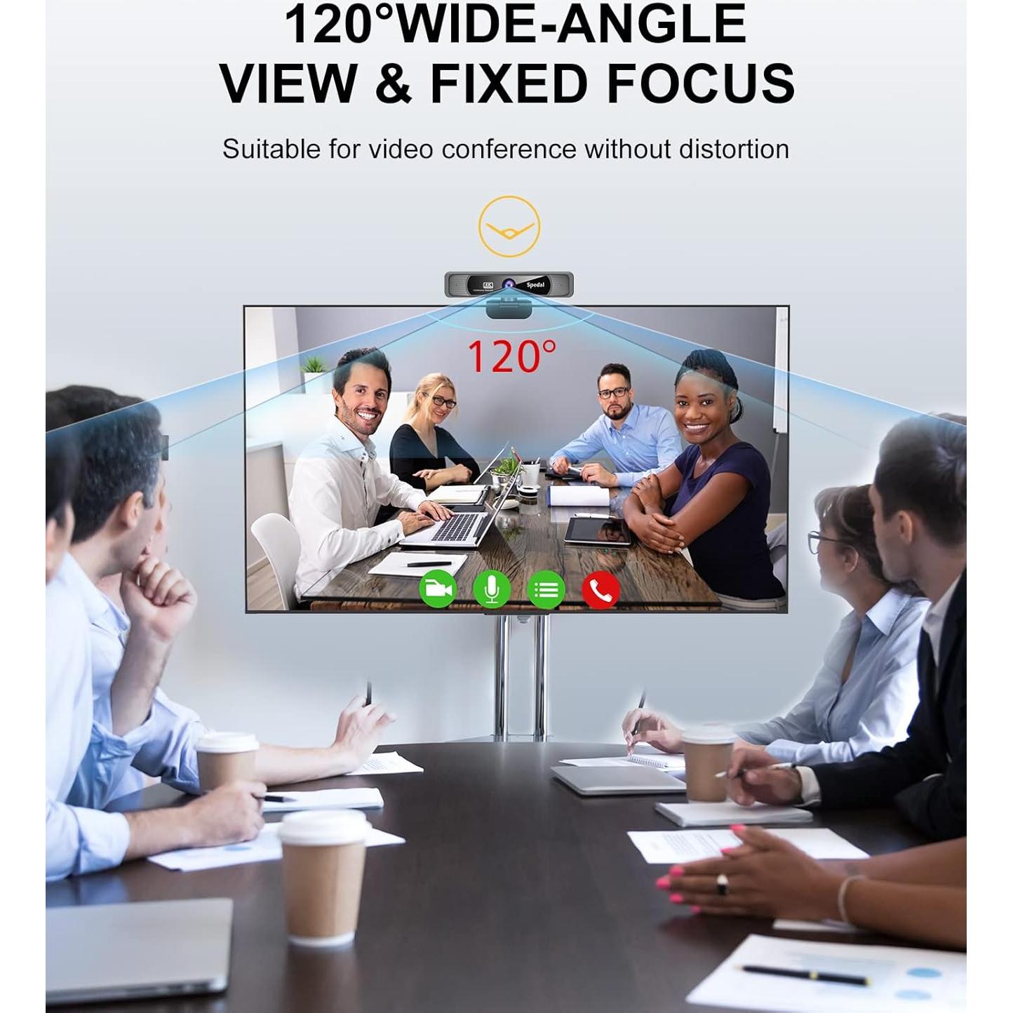 Cámara Web Spedal 4K UHD con Doble Micrófono y Control Remoto