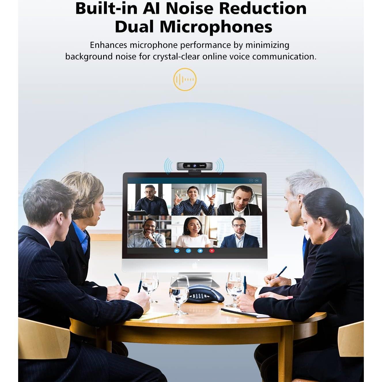 Cámara Web Spedal 4K UHD con Doble Micrófono y Control Remoto