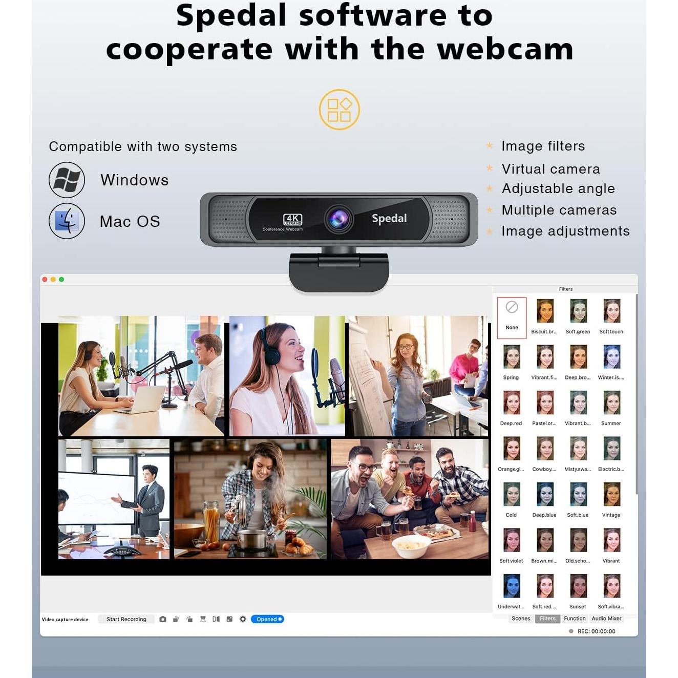 Cámara Web Spedal 4K UHD con Doble Micrófono y Control Remoto