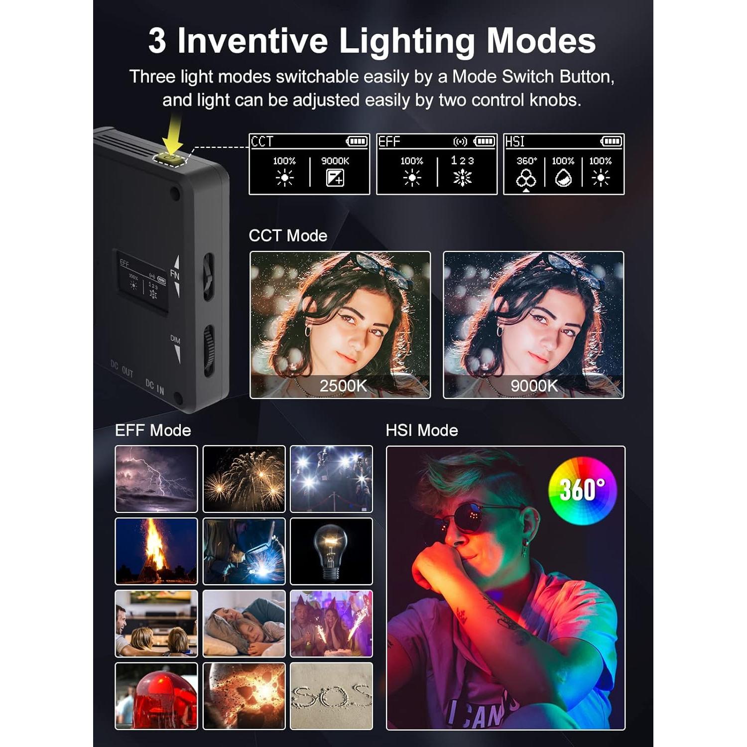 Luz LED Bi-Color Moman ML8A-RC 5000mAh Regulable 2500-9000K