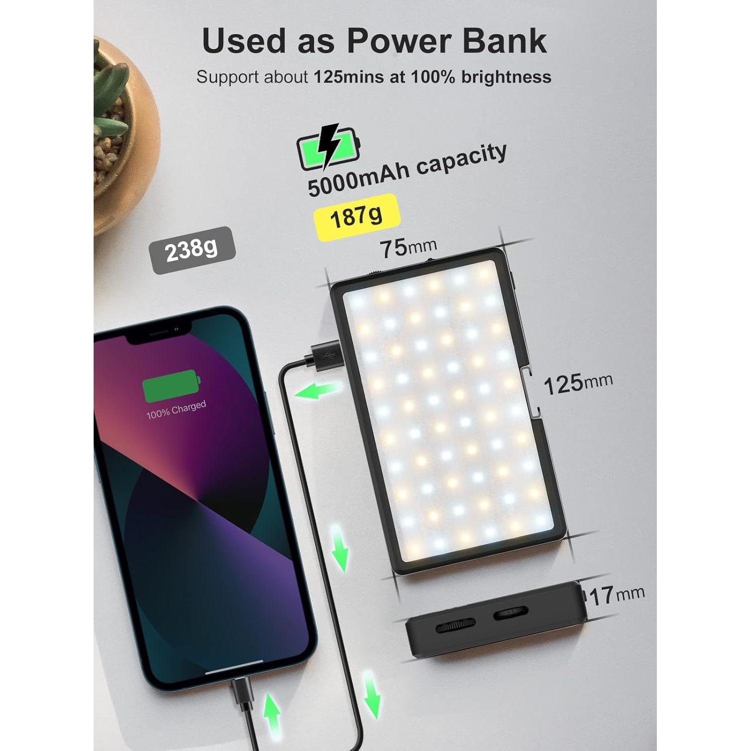 Luz LED Bi-Color Moman ML8A-RC 5000mAh Regulable 2500-9000K