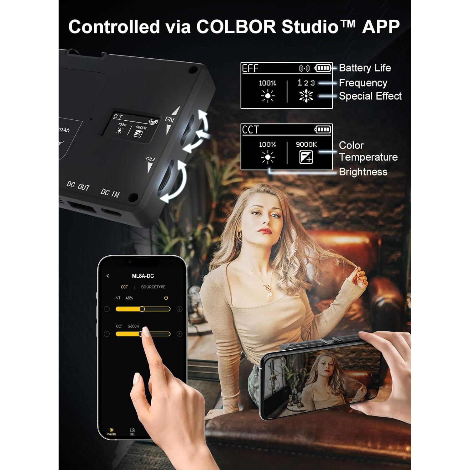 Luz LED Bi-Color Moman ML8A-RC 5000mAh Regulable 2500-9000K