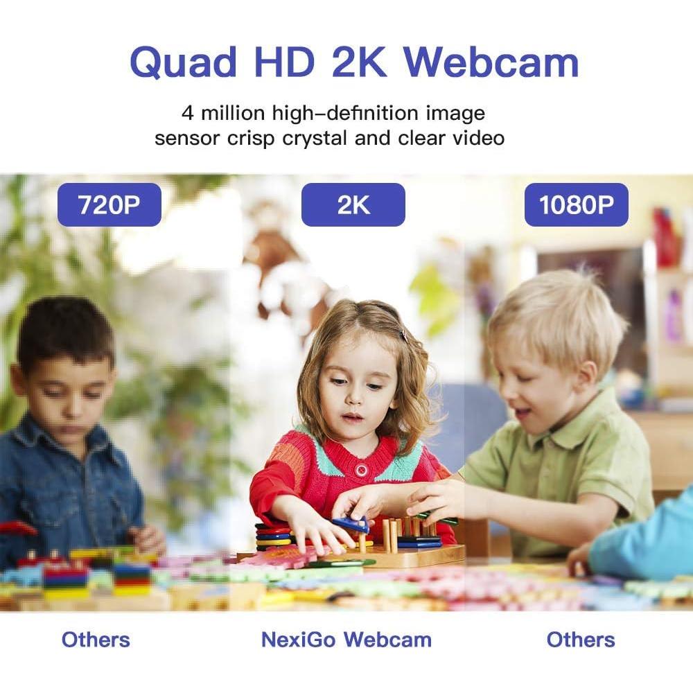 NexiGo N650 2K QHD Webcam with 3X Digital Zoom and Privacy Cover, USB Streaming Web Camera, 80 Degree Widescreen for Online Class Zoom Meeting Skype Teams, PC Mac Laptop Desktop (Renewed)