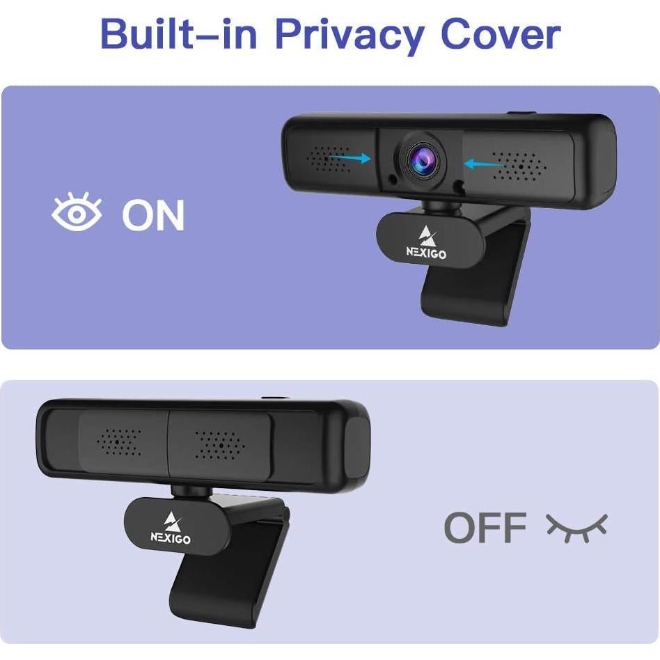NexiGo N650 2K QHD Webcam with 3X Digital Zoom and Privacy Cover, USB Streaming Web Camera, 80 Degree Widescreen for Online Class Zoom Meeting Skype Teams, PC Mac Laptop Desktop (Renewed)