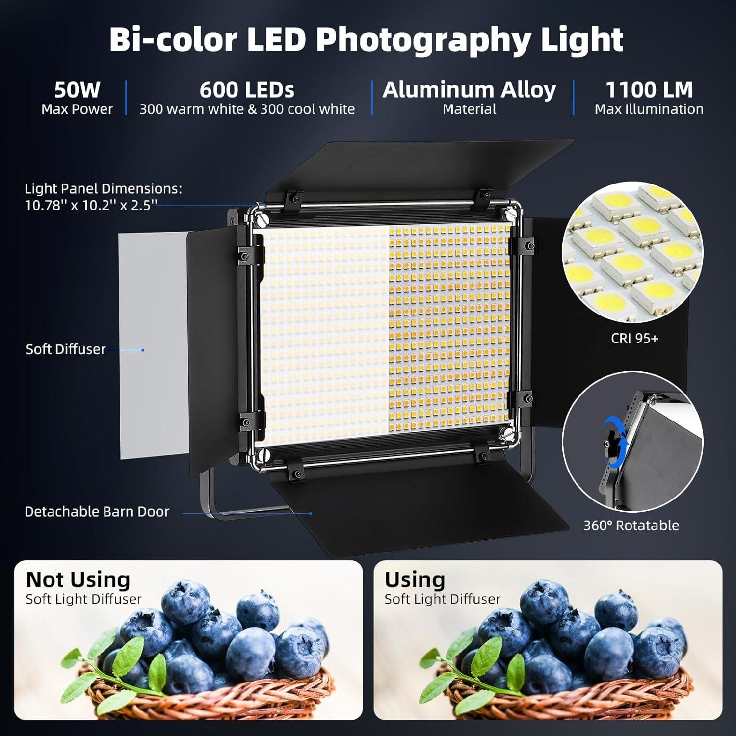 Luz Fotográfica LED Bi-Color 50W GreatLPT con Control APP