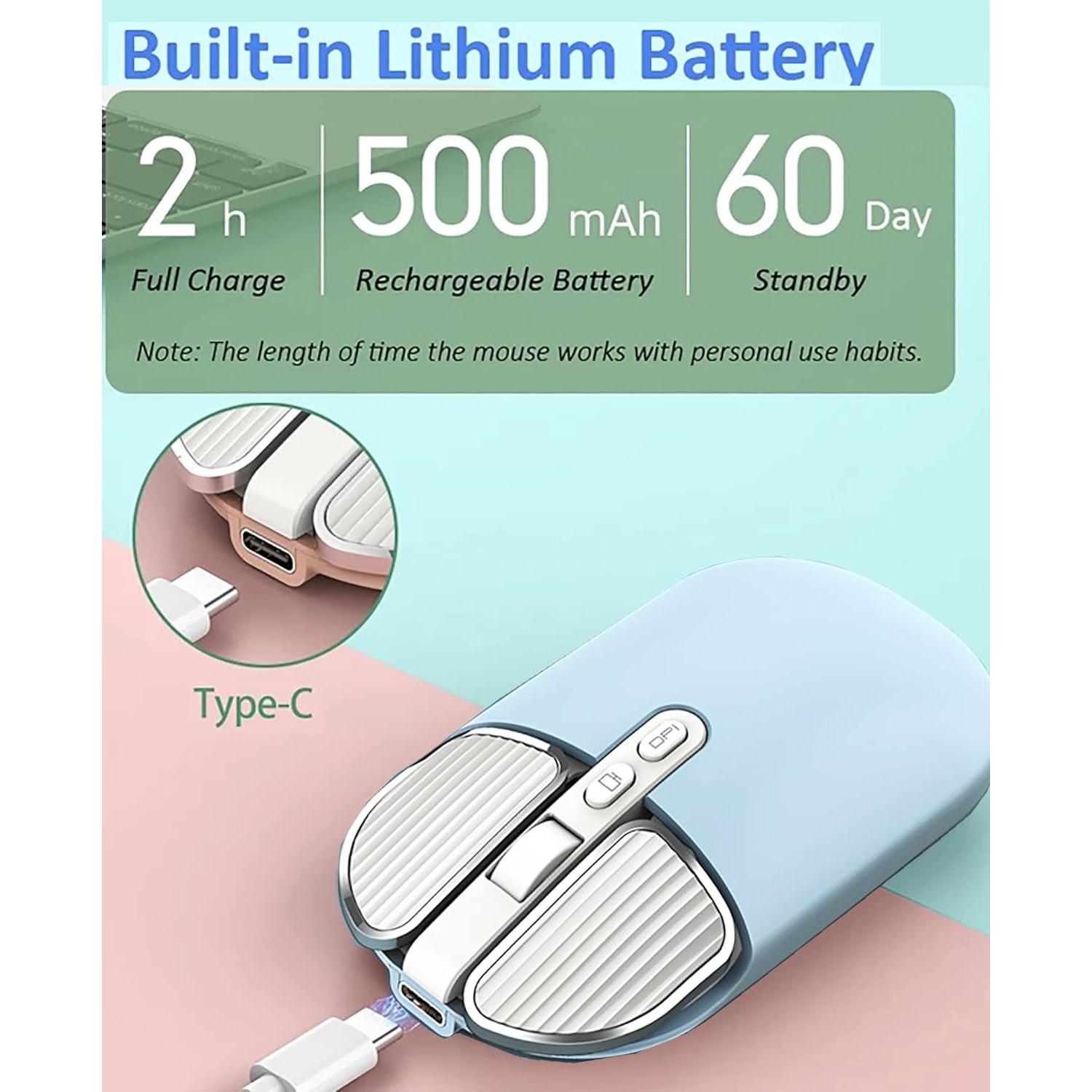 Ratón Inalámbrico Recargable Junsida Tutushu 2400DPI Azul