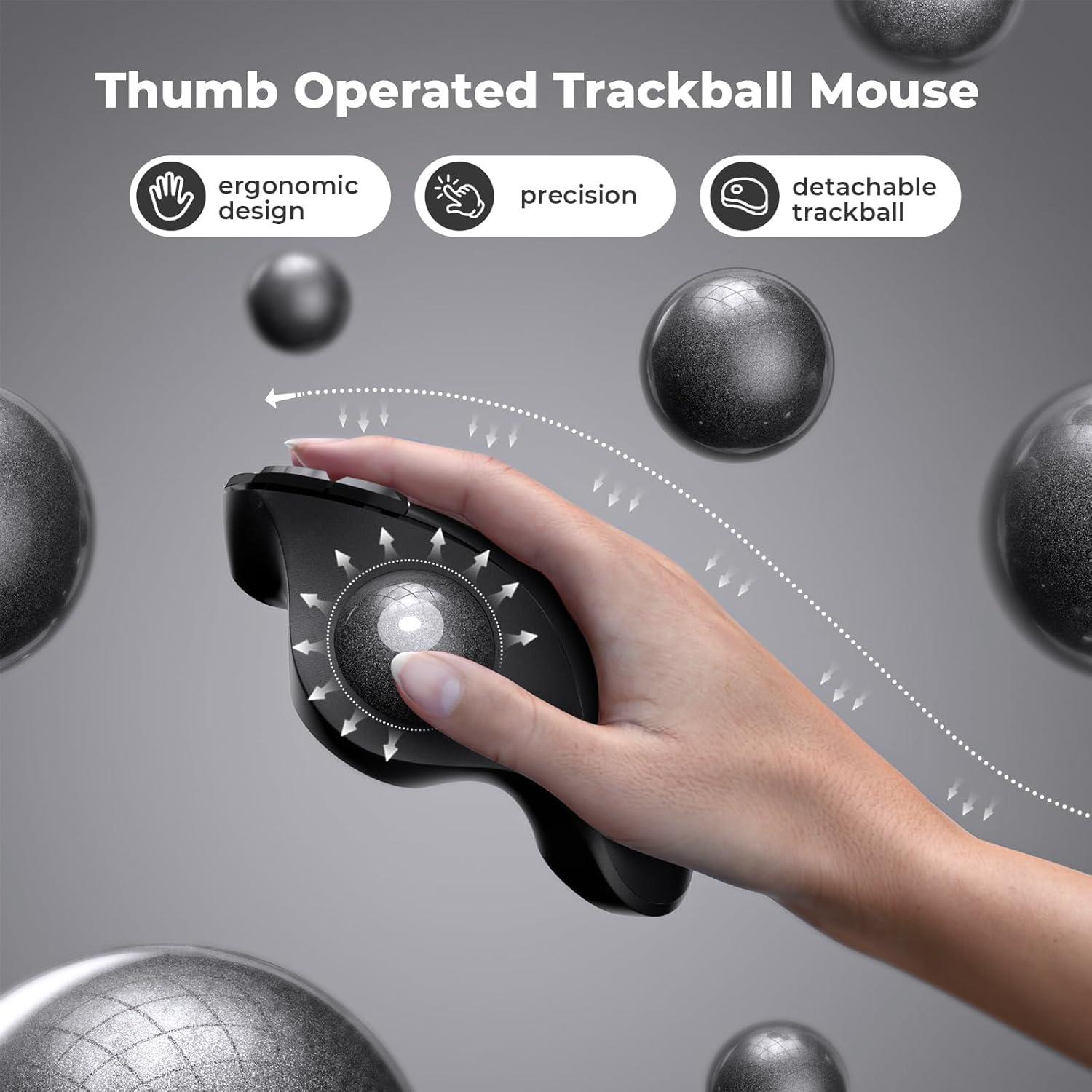 Ratón Trackball Inalámbrico Seenda Ergonómico Negro