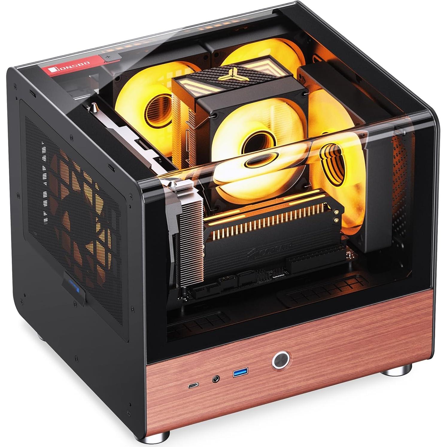 Gabinete Mini Torre JONSBO TK-0 Negro ITX DTX Aluminio