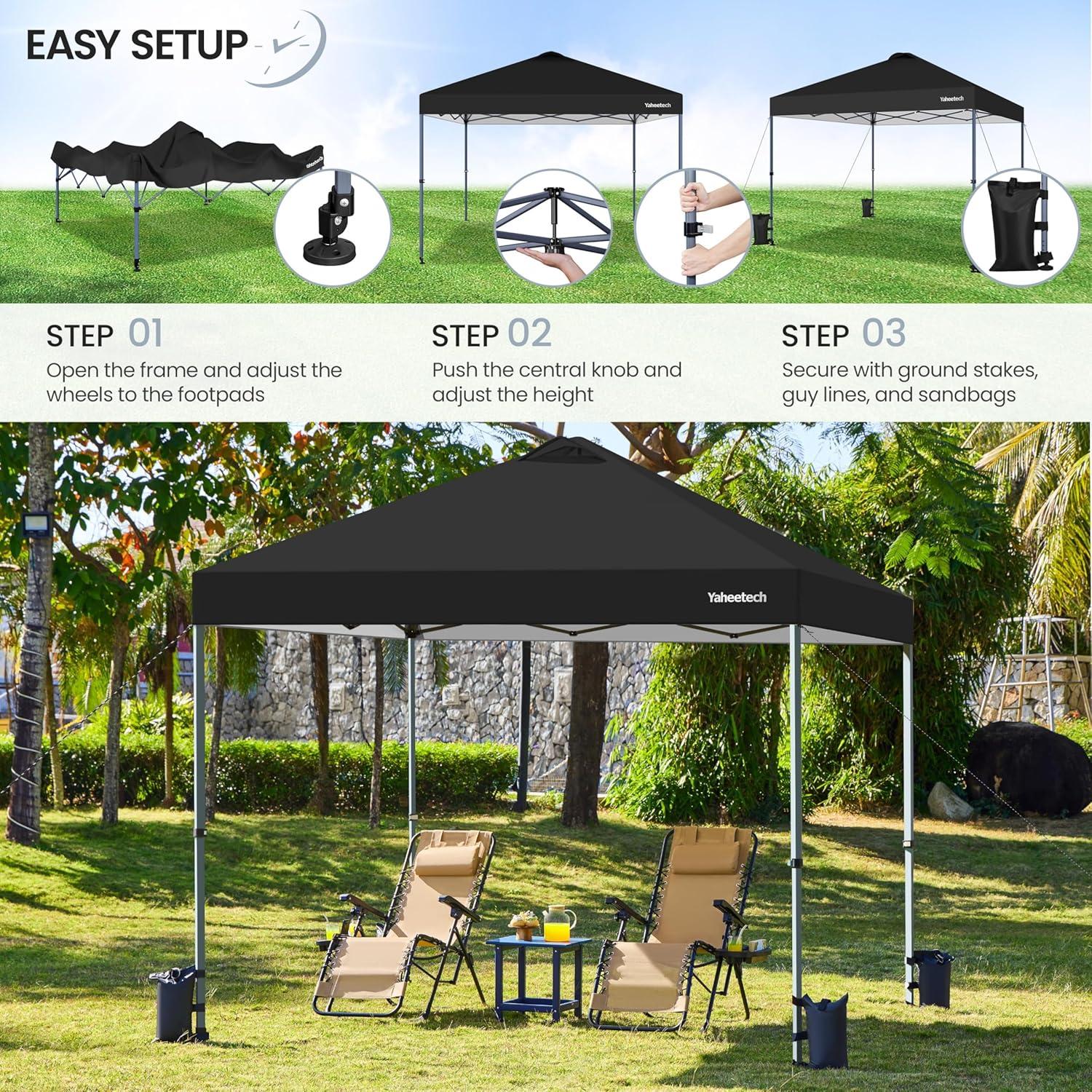 Carpa Plegable Yaheetech 3.05x3.05m Impermeable con Ruedas