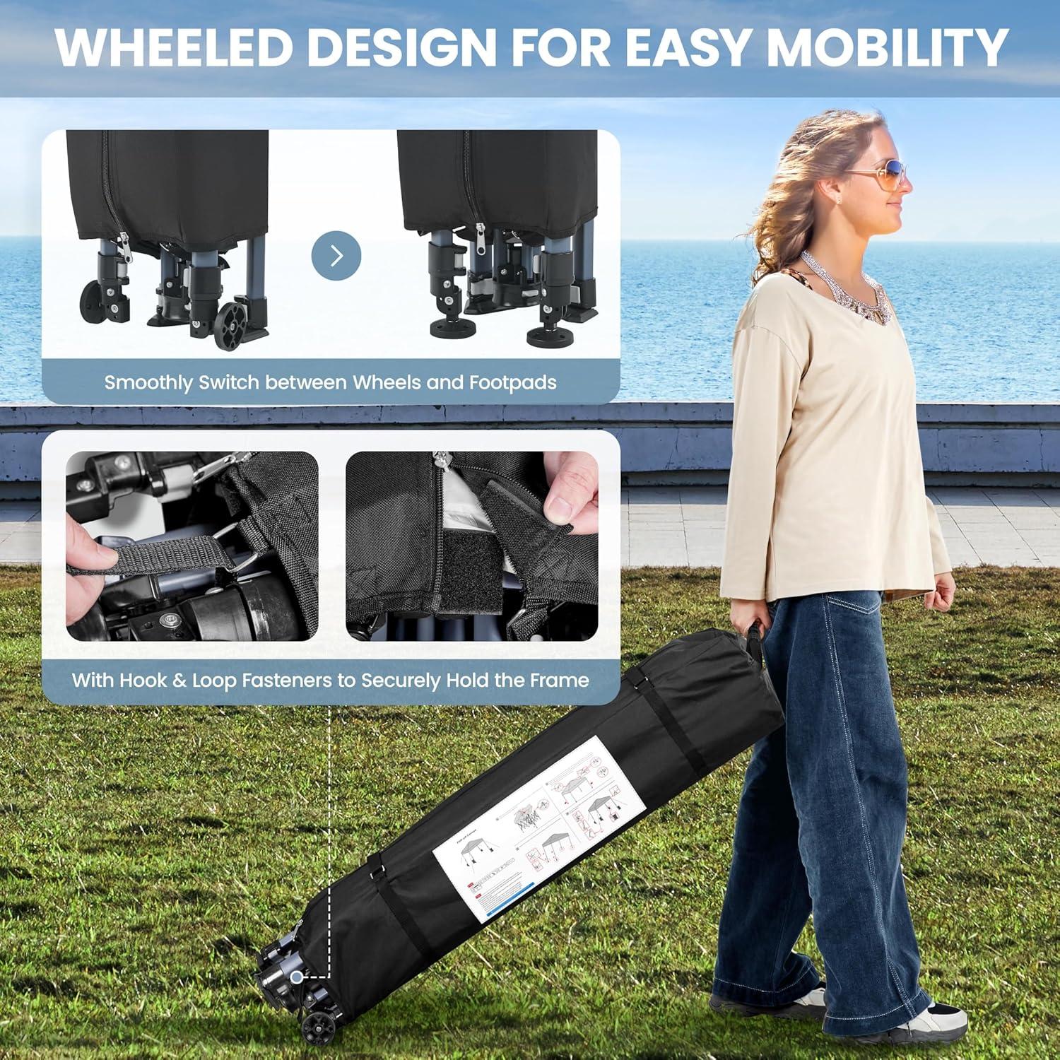 Carpa Plegable Yaheetech 3.05x3.05m Impermeable con Ruedas