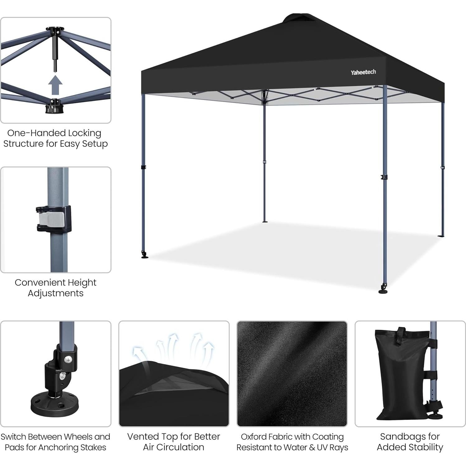 Carpa Plegable Yaheetech 3.05x3.05m Impermeable con Ruedas