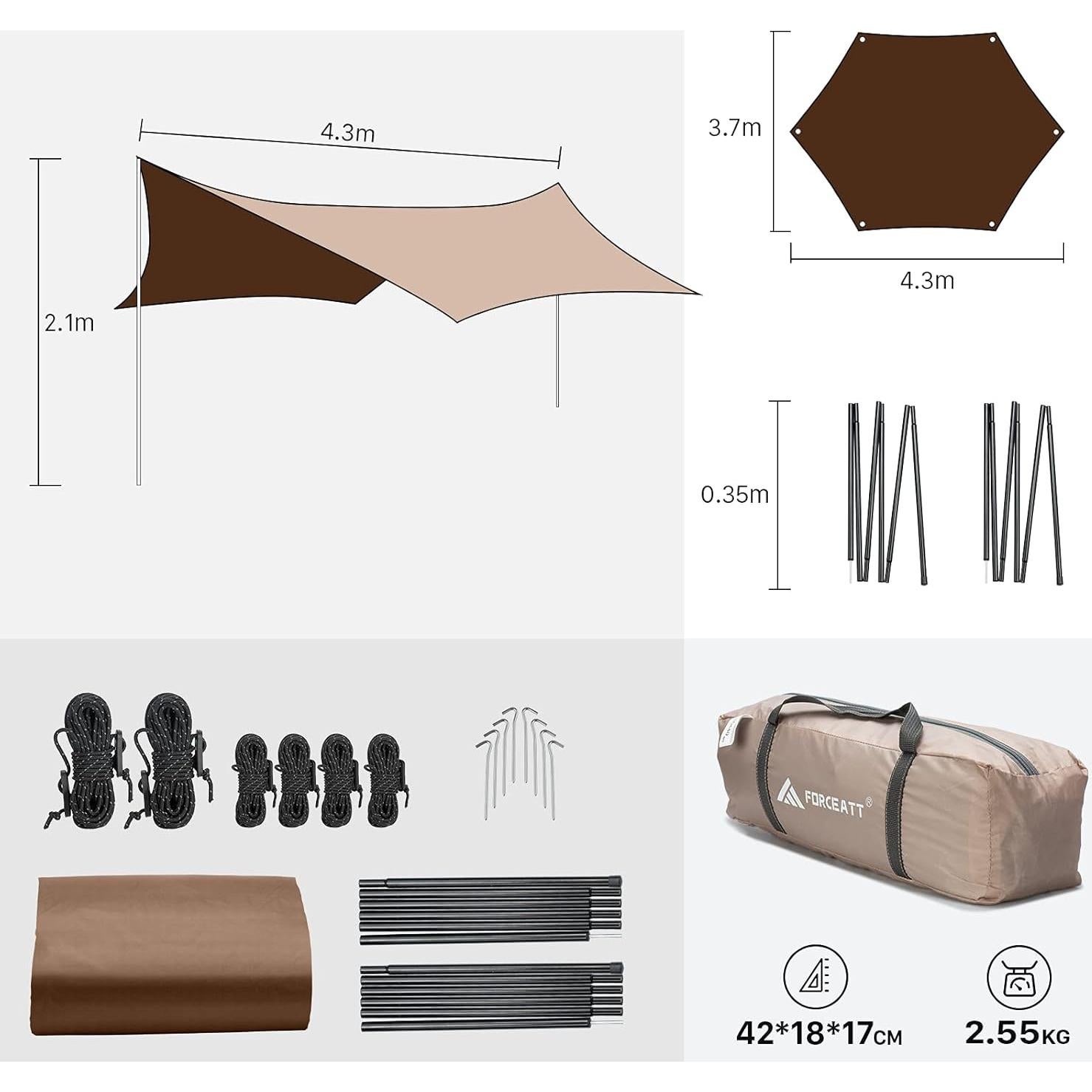 Lona Impermeable Forceatt 12x14 ft para Camping y Picnic